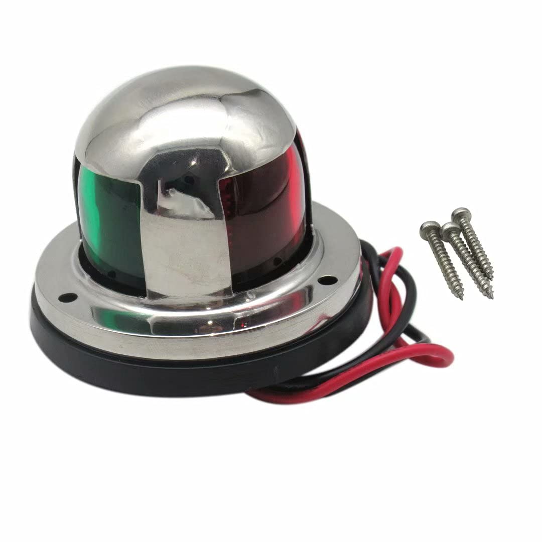 WGL 2 in 1 Marine Boat Yacht Pontoon 12V Stainless Steel LED Bow Navigation Lights - Waterproof for Safe Night Sailing & Docking