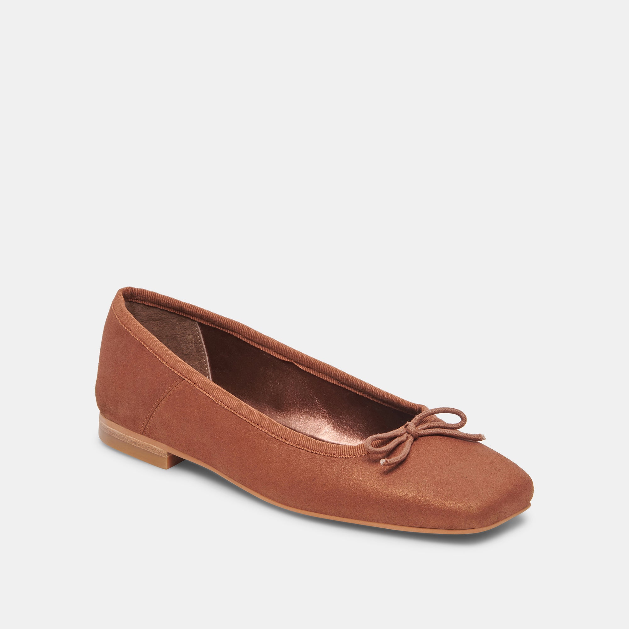 ANISA WIDE BALLET FLATS - Women's Comfortable Copper Metallic Suede Shoes for Casual Wear, Office & Travel | Slip-On Loafers with Cushioned Insoles