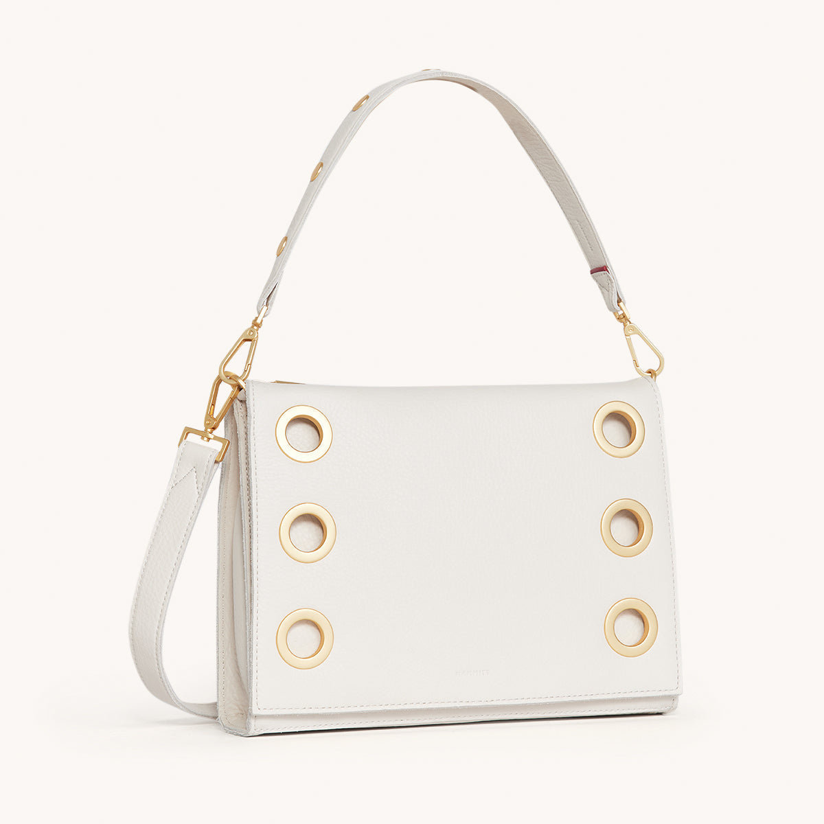 Montana Clutch Purse for Women - Calla Lily White & Brushed Gold Leather Crossbody Bag - Large Size Handbag for Evening Parties, Weddings & Special Occasions