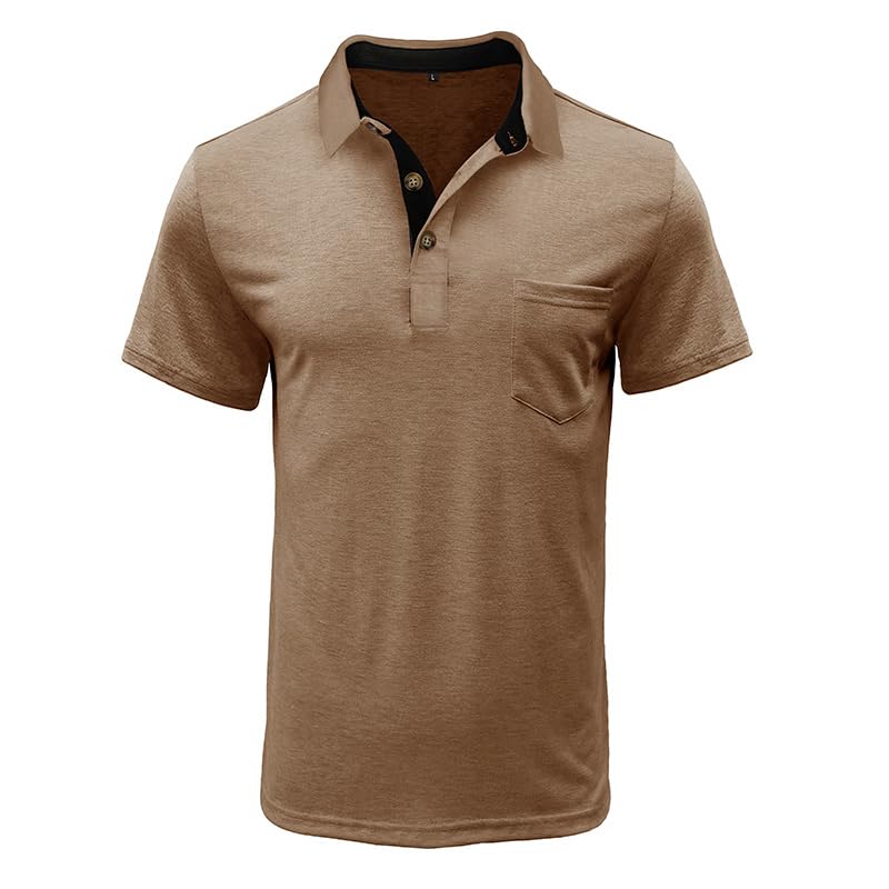 SEGANUP Men's Short Sleeve Cotton Polo Shirts - Moisture Wicking Work Shirts with Collar & Pocket - Casual & Business Wear for Office, Golf, and Outdoor Activities