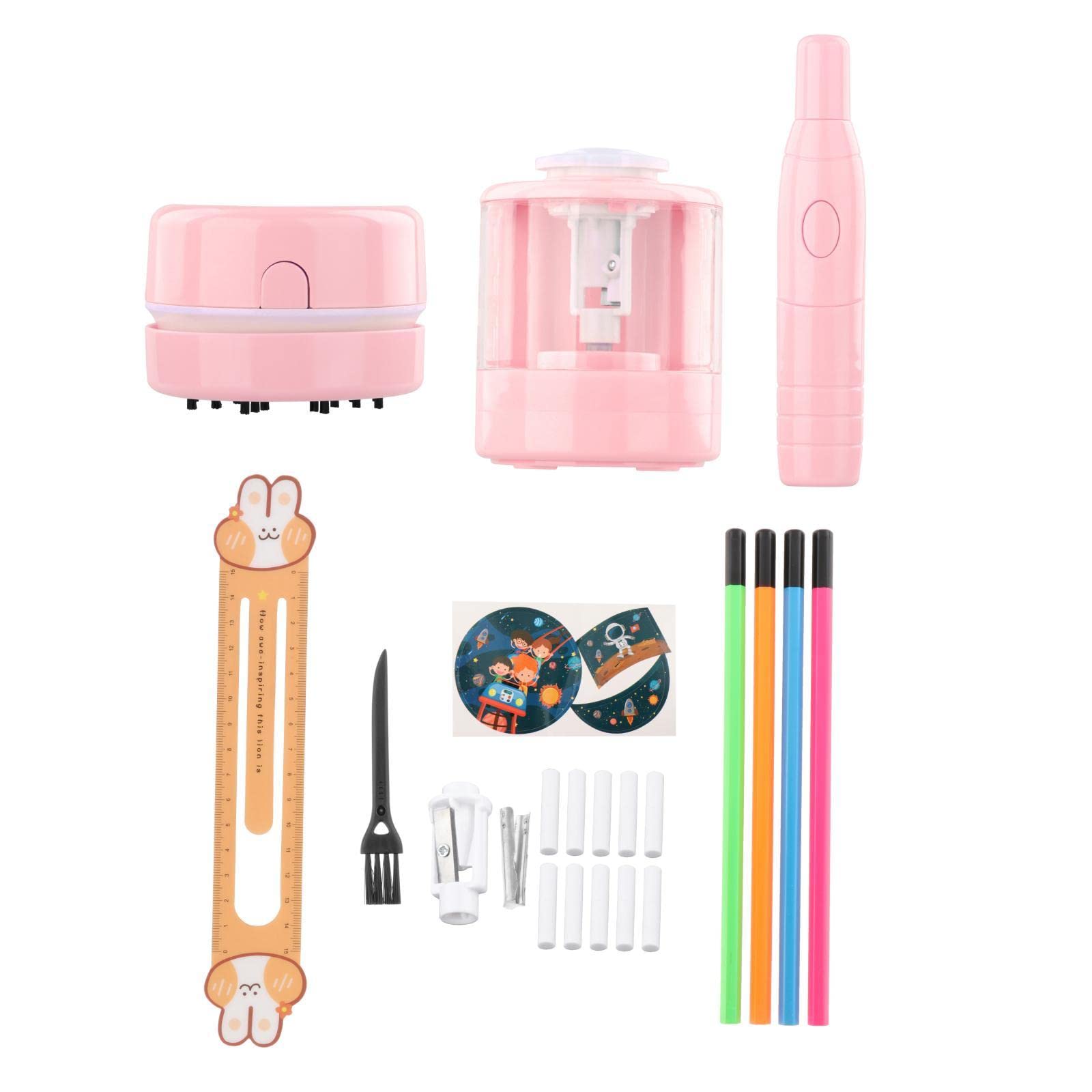 Newmind Electric Pencil Sharpener - Automatic Desktop Stationery Set for Kids, Students & Office Use - Perfect Birthday Gift & School Supplies (Pink) - Ideal for Homework, Art Projects & Office Organization