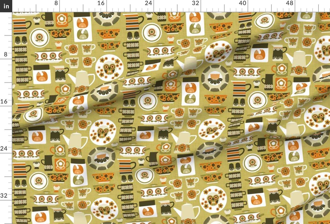 Retro Baking Nostalgic Kitchen Moss Green Printed Minky Fabric Fat Quarter - Soft Plush Sewing Material for Baby Blankets, Quilts & DIY Crafts - Perfect for Home Decor, Nursery Projects & Cozy Gift Ideas