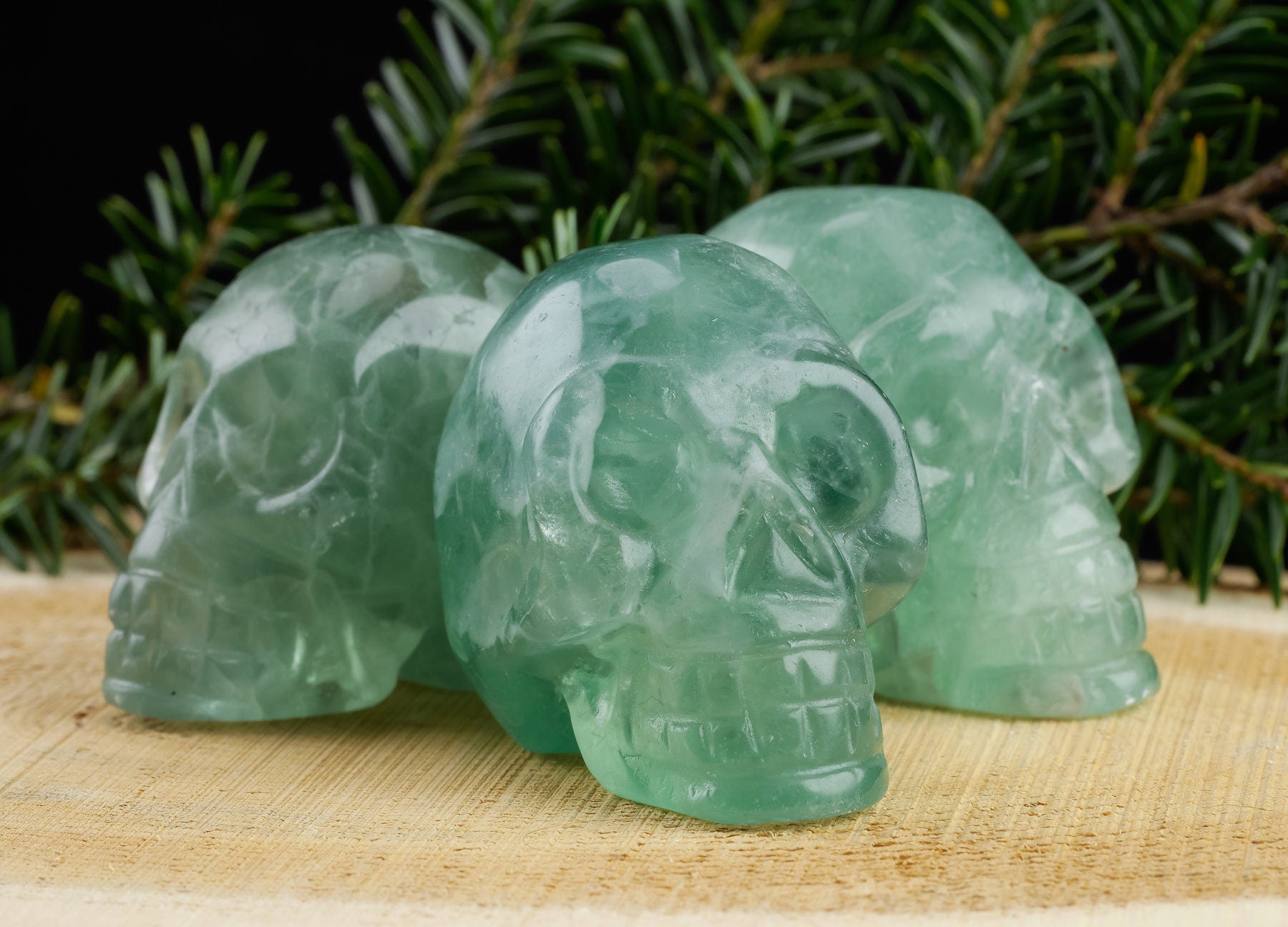 Green Fluorite Crystal Skull - Gothic Home Decor, Memento Mori, Halloween Decor, Pastel Goth (E1311) | Perfect for Meditation, Witchcraft Altars & Dark Aesthetic Room Decor