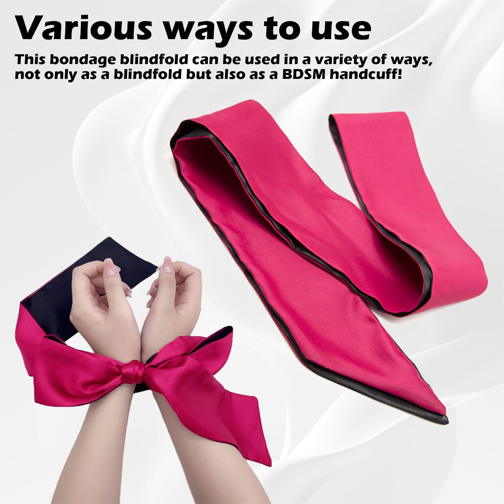 Satin Blindfold & Adjustable Restraints Set - Soft BDSM Bondage Kit for Couples, Handcuffs & Wrist Ankle Cuffs - Sex Toys for Adults, Women & Men - Perfect for Sensual Play, Spicing Up Relationships & Fetish Exploration
