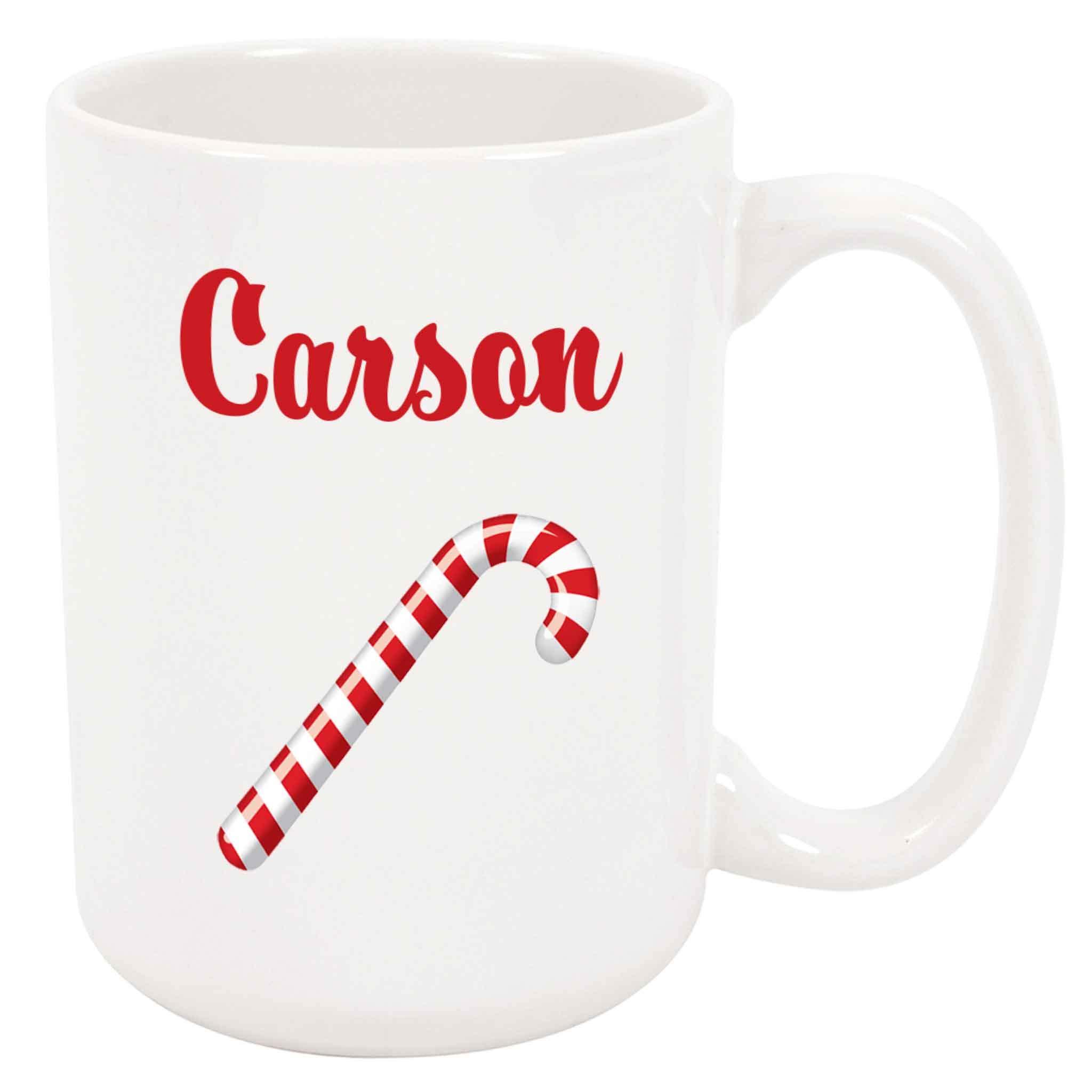 Festive Carson Candy Cane Christmas Coffee Mug - 12oz Insulated Ceramic Cup with Handle - Perfect for Holiday Gifts, Hot Cocoa & Coffee Lovers - Great for Christmas Morning, Office Use & Cozy Winter Evenings