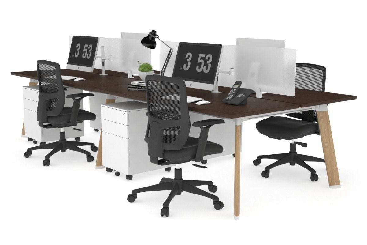 4-Person Wooden Workstation with Imprint Frame - 1400L x 700W Dimensions - Ideal for Office, Home Office & Collaborative Workspaces