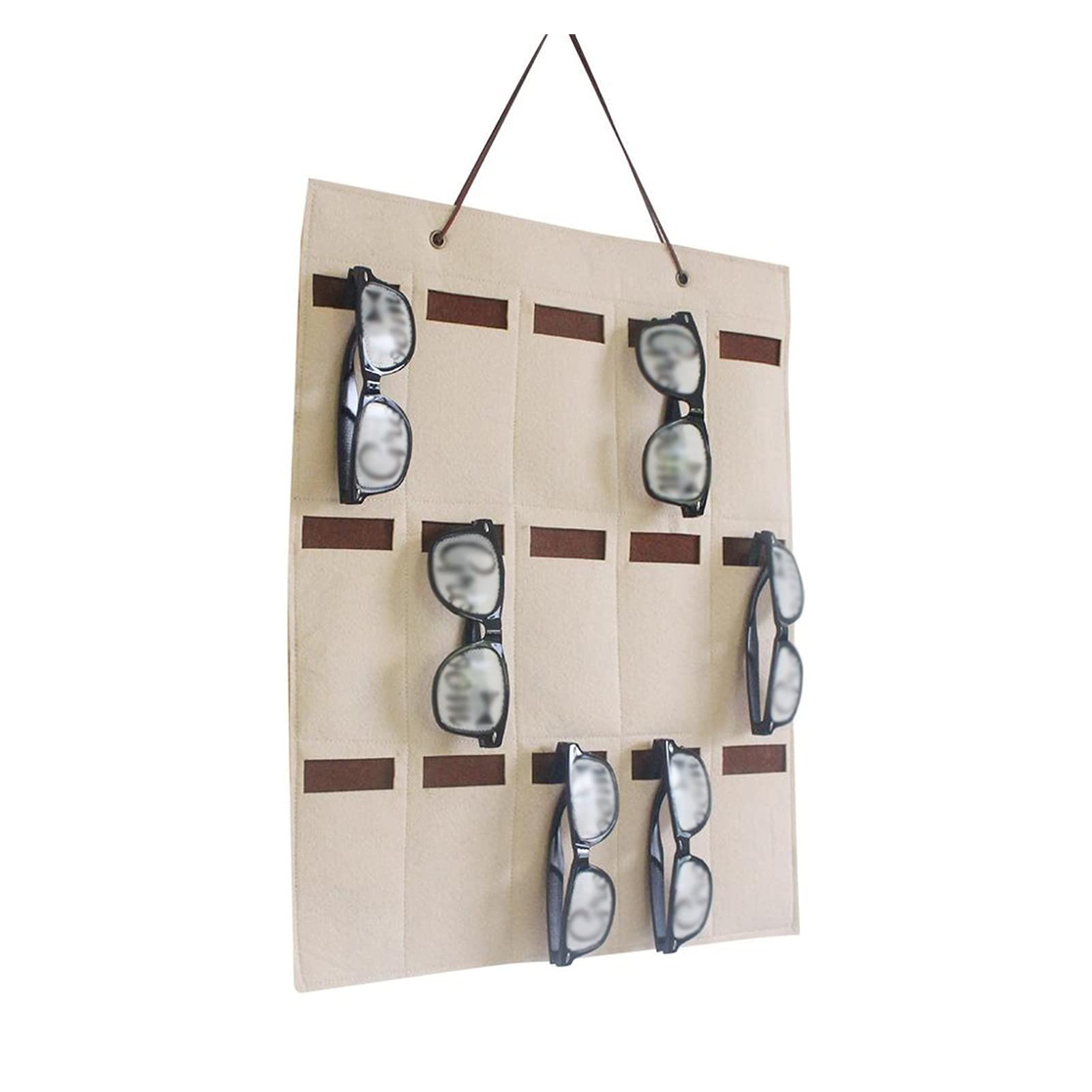 Luckxuan 15-Slot Felt Sunglasses Storage Rack - Eyeglass Holder Stand for Wall Hanging or Tabletop Display | Sunglasses Organizer for Home, Office, or Retail Store | Color: 1