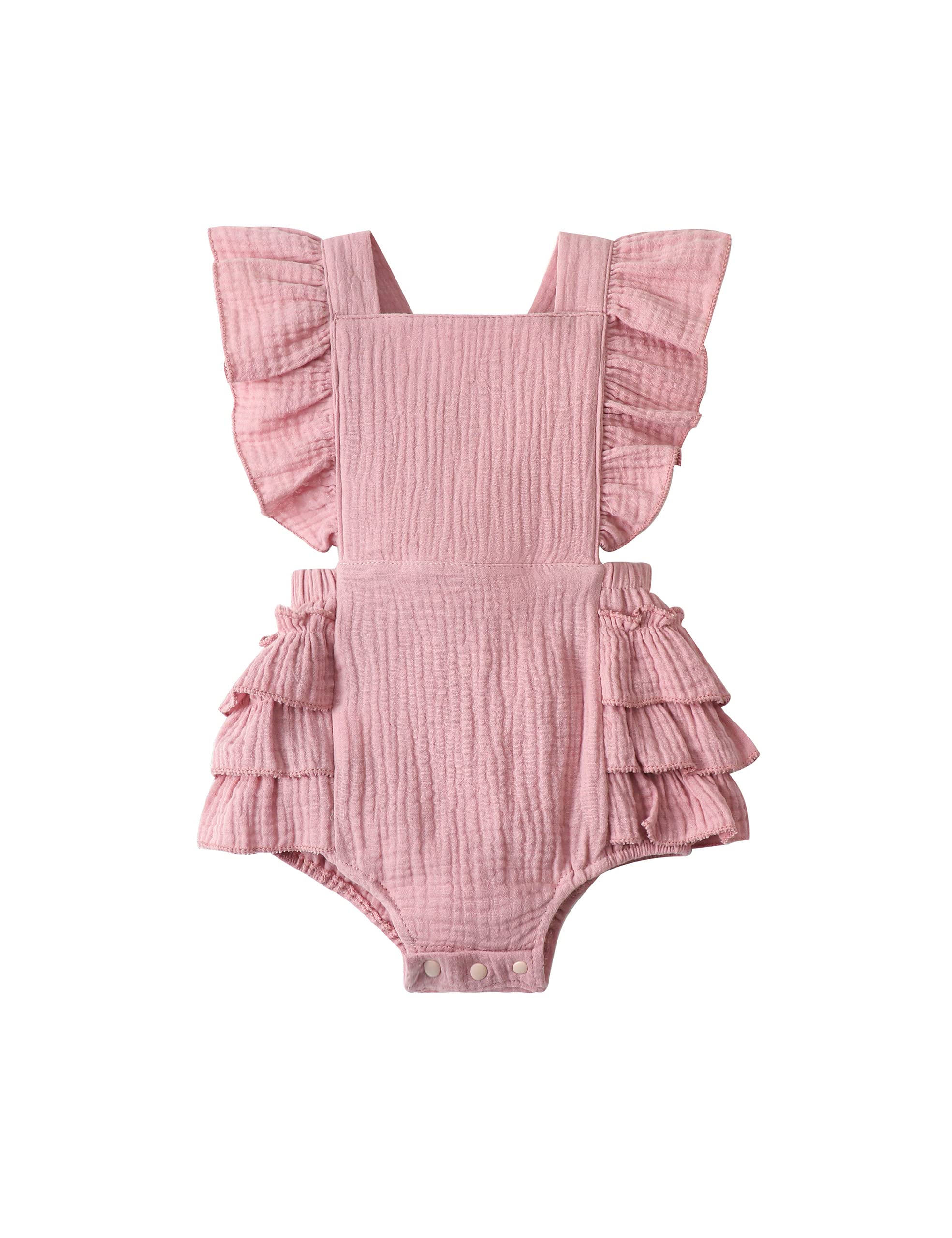 Adorable Newborn Baby Girl Clothes - Soft Ruffle Sleeve Romper Jumpsuit Onesie Bodysuit for Summer | Perfect for Photoshoots, Parties & Daily Wear