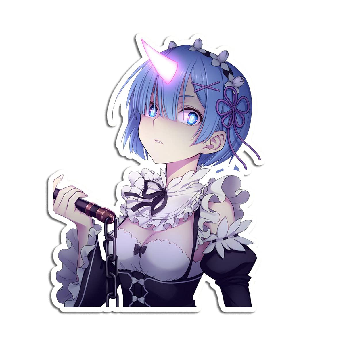 Re:Zero Rem Anime Stickers - Waifu Senpai Vinyl Decals for Car, Laptop, Water Bottle, Skateboard & Wall Decor | Waterproof & Multi-Size Options | Perfect for Anime Fans, Kawaii Room Decor & Otaku Gifts