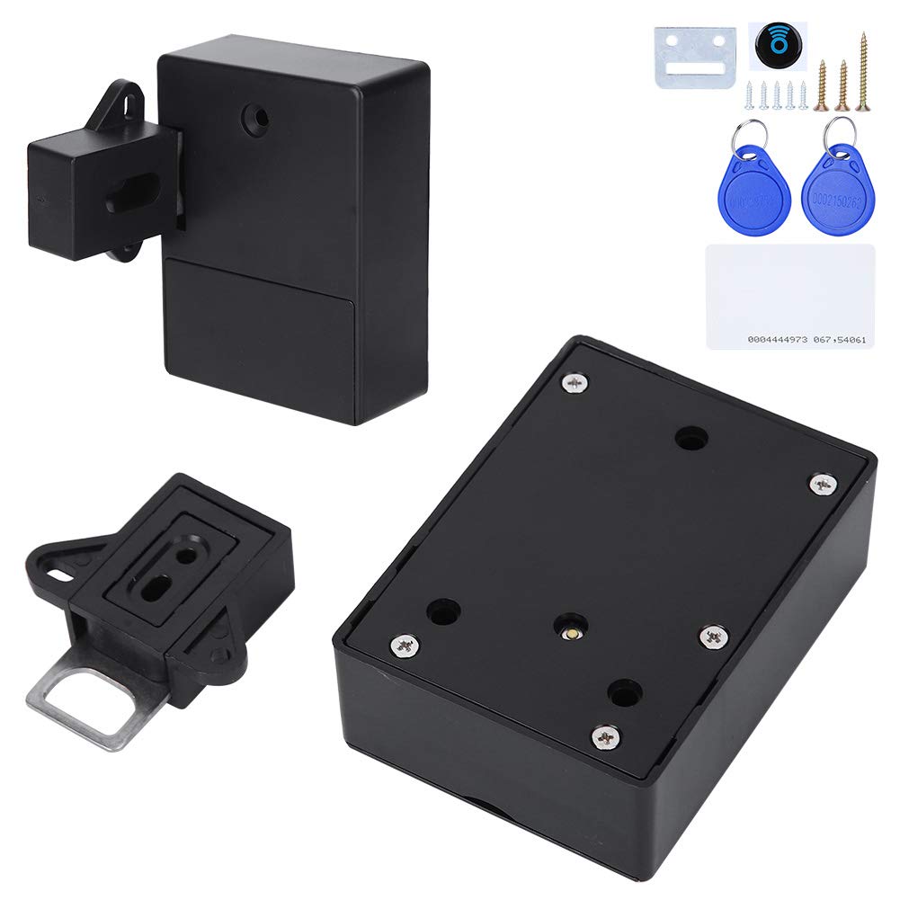 Smart RFID Cabinet Lock - 125KHz Electronic Drawer Lock with Key Card Access, No Drill Installation for Wardrobe, Sauna, Wooden Cabinet & Cupboard (Black) | Secure Storage for Home, Office & Commercial Spaces