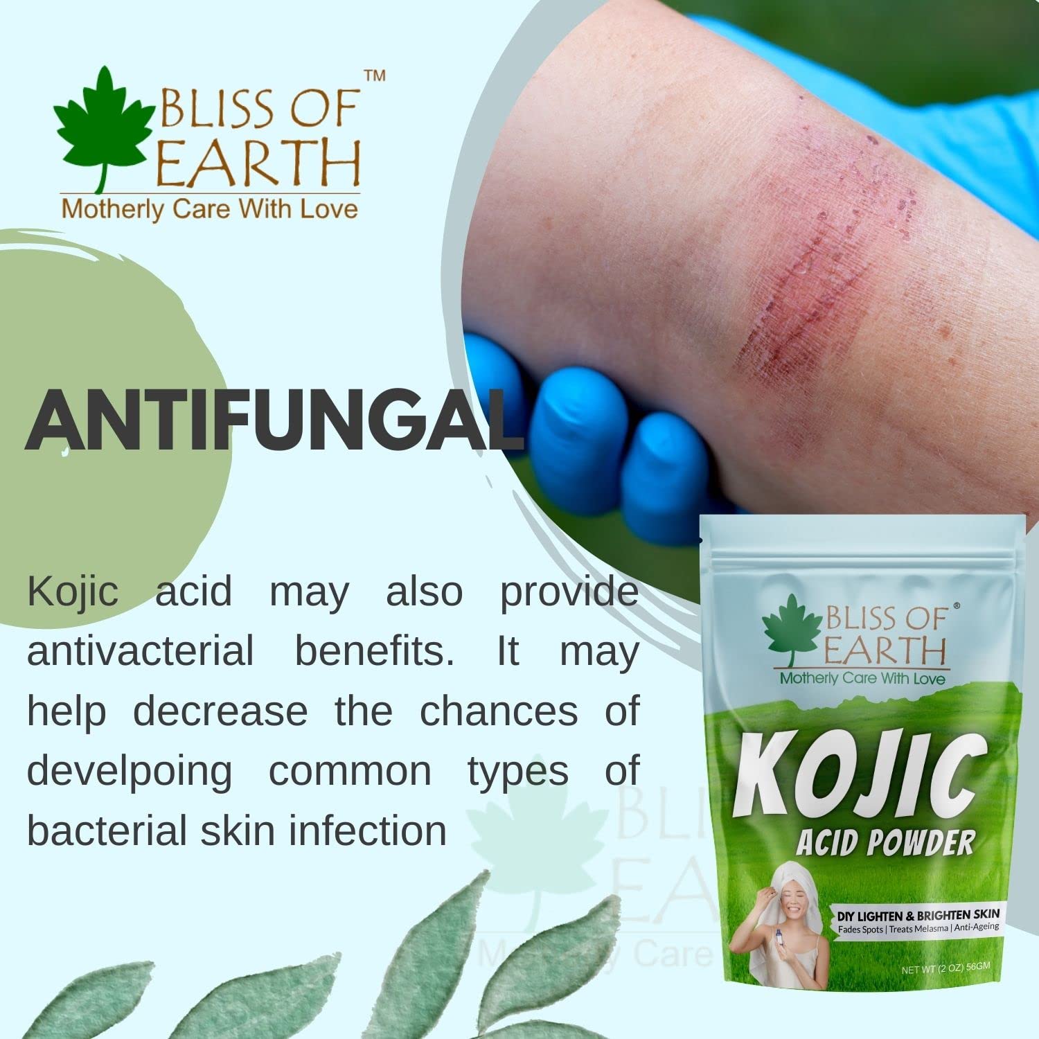 Bliss of Earth Korean Kojic Acid Dipalmitate Powder 56g - Skin Brightening, Soap Making & DIY Cosmetics - Natural Skin Whitening Solution for Even Tone & Dark Spot Reduction | Perfect for Homemade Soaps, Lotions & Skincare Products