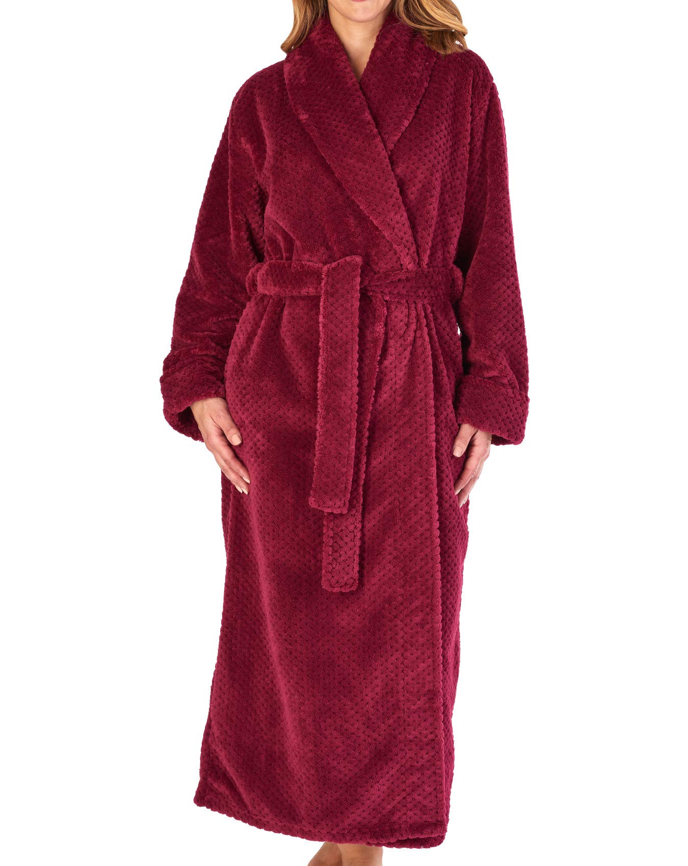 Women's Shawl Collar Wrap Dressing Gown - Soft Waffle Fleece Long Bathrobe for Spa & Home - 5 Colors - Cozy Loungewear for Relaxation & Self-Care Moments