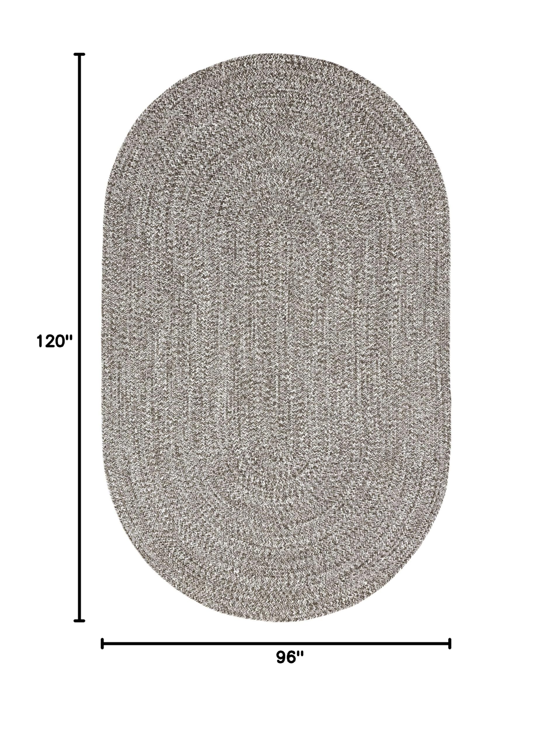 Premium Reversible Braided Oval Rug 8'x10' - Indoor Outdoor Washable Area Rug for Living Room, Bedroom, Office - Charcoal & White - Perfect for Home Decor, Patio, and High Traffic Areas