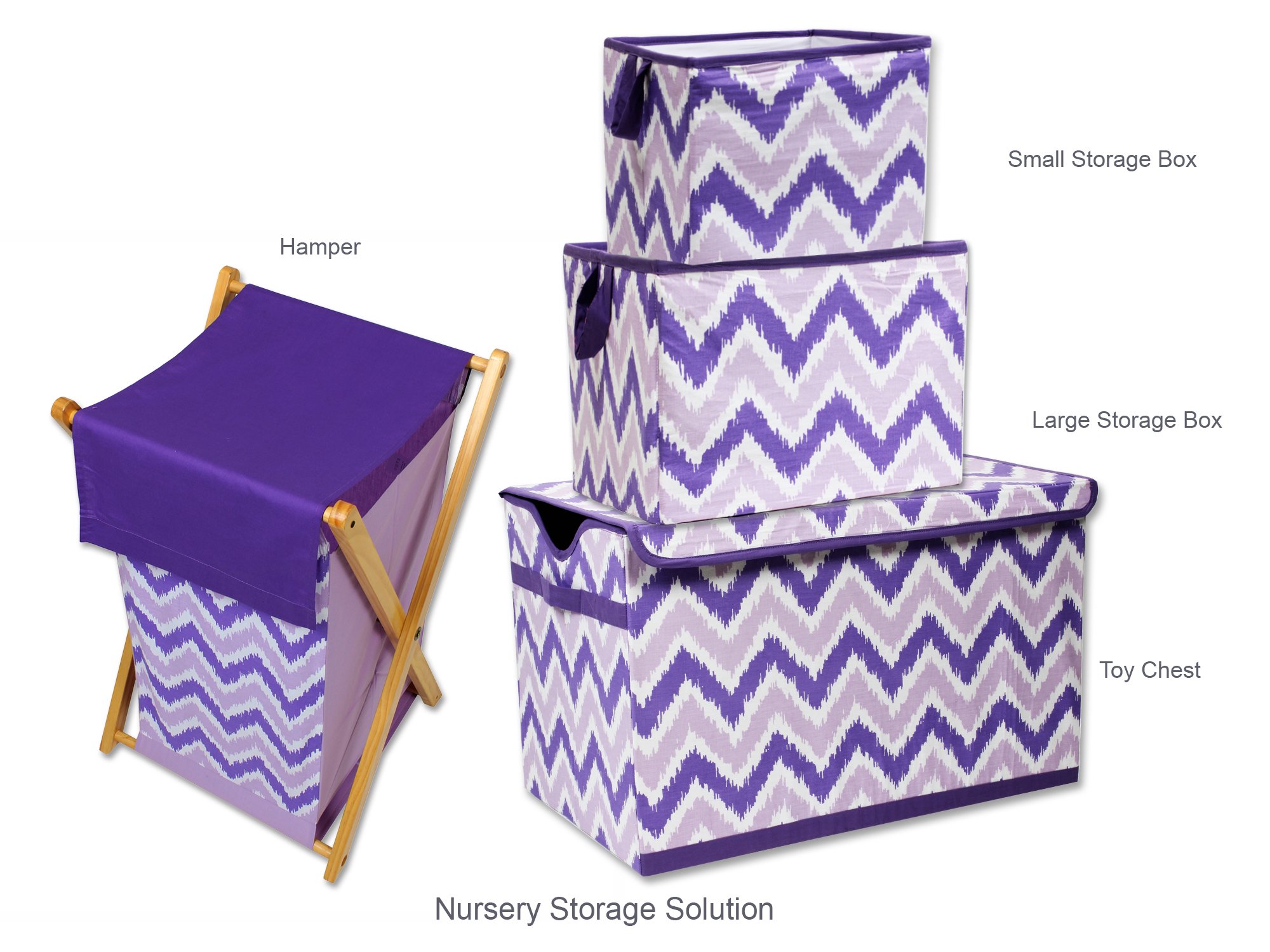 Bacati Mix N Match Ikat Zigzag Chevron Nursery Storage Organizer - Changing Table Storage Runner, Purple - Perfect for Baby Room Decor & Diaper Changing Essentials