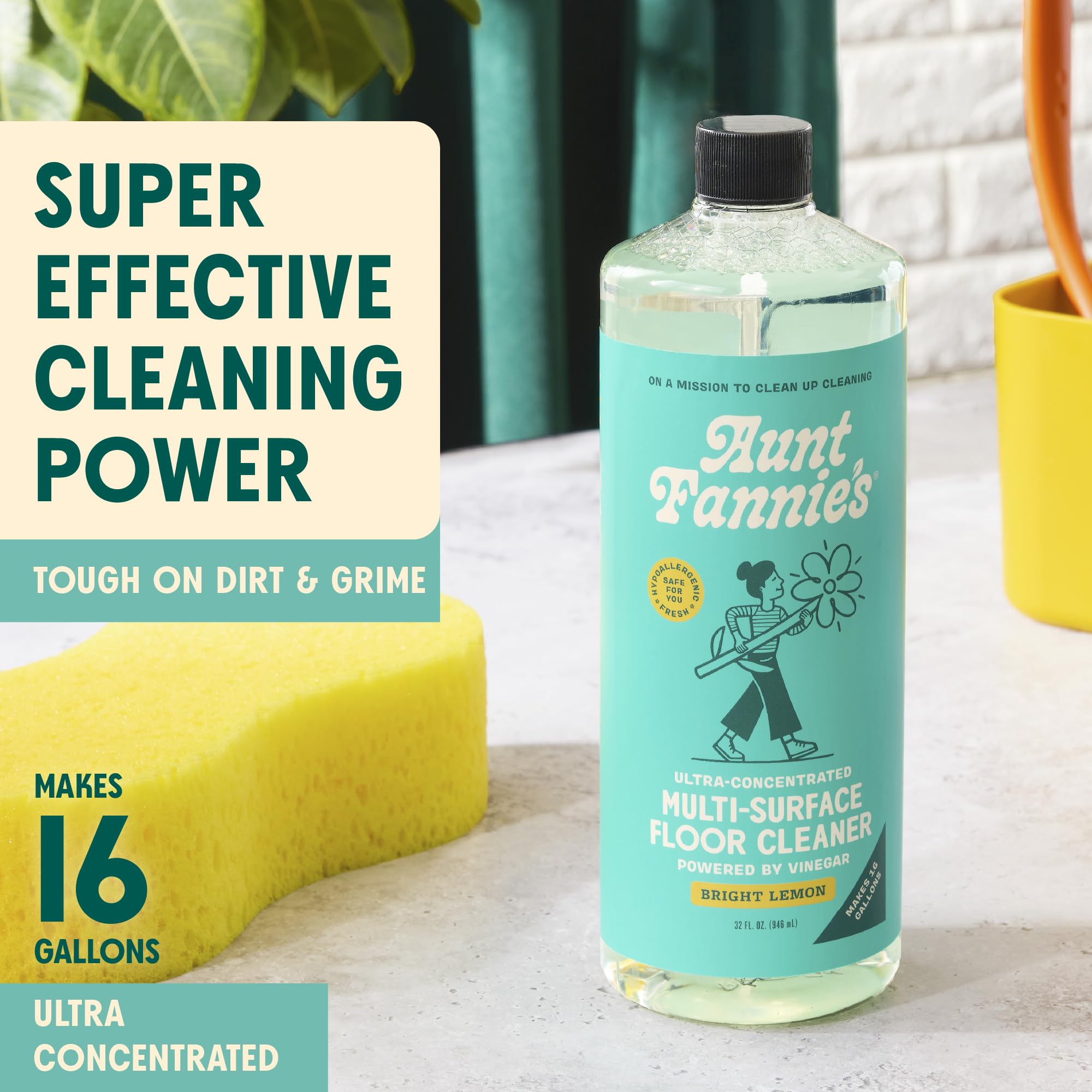 Aunt Fannie's Floor Cleaner Bundle - All-Natural Vinegar Wash & Hardwood Floor Cleaner in Refreshing Lemon Scent | Safe for Kids & Pets | Perfect for Kitchen, Bathroom & Wood Floors