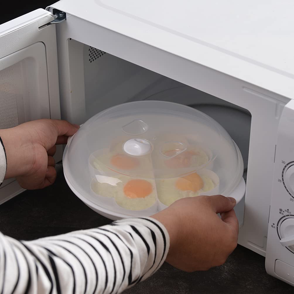 1pc Microwave Steamer with Lid - Miniature PP White Steam Rack for Vegetables, Dumplings & Food | BPA-Free, Dishwasher Safe | Perfect for Healthy Cooking, Meal Prep & Quick Reheating