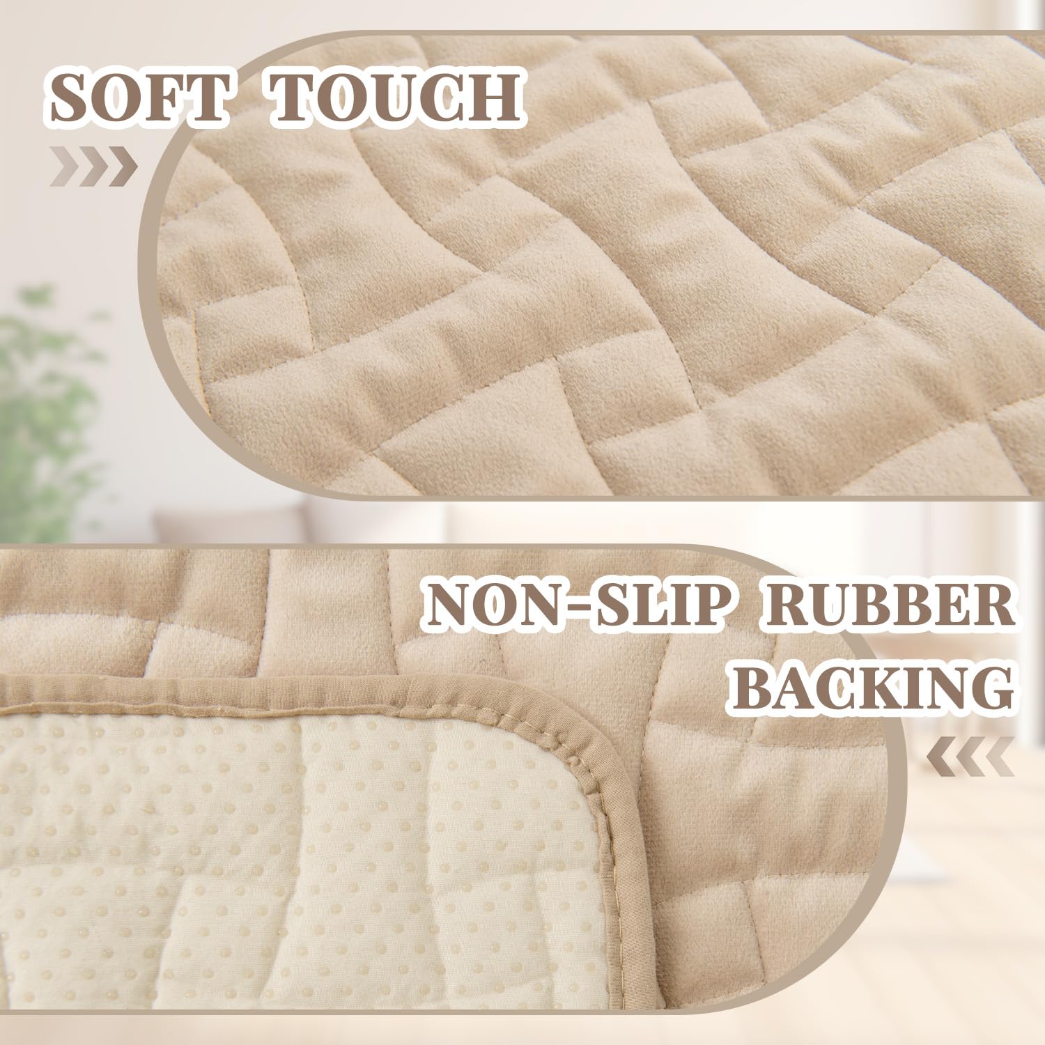 Premium Velvet Recliner Covers - Waterproof & Non-Slip Sofa Protector for Dogs & Cats - 23x38 Inch Beige Sectional Couch Cover (1 Piece) - Perfect for Pet Owners & Furniture Protection in Living Rooms