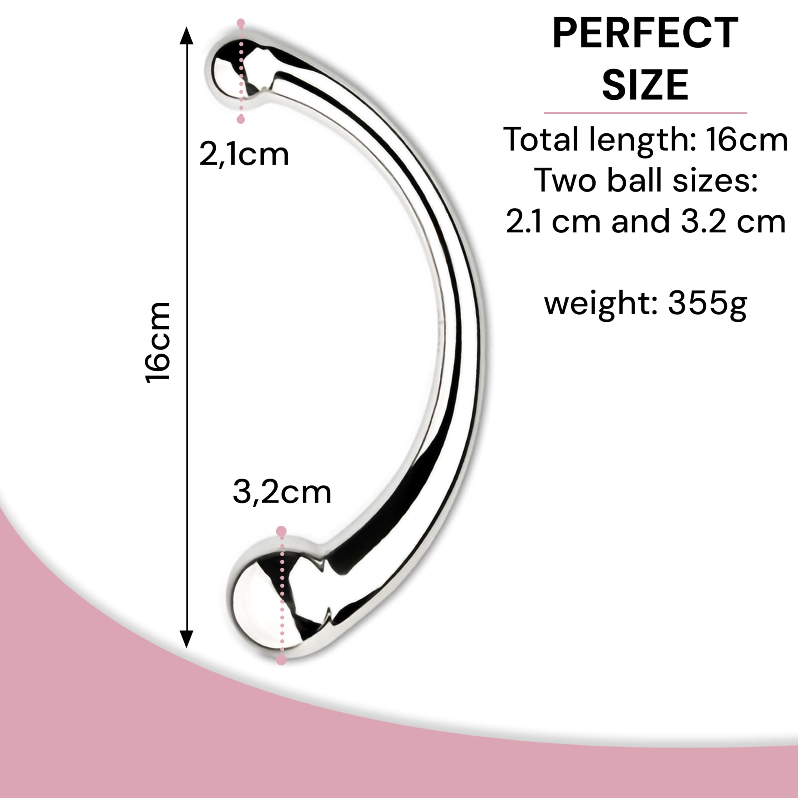 Stainless Steel Anal Plug 16cm - 2.1/3.2cm Diameter - Smooth Surface Beginner Sex Toy for Women & Men - G-Spot Massager - Perfect for Couples Play & Solo Exploration