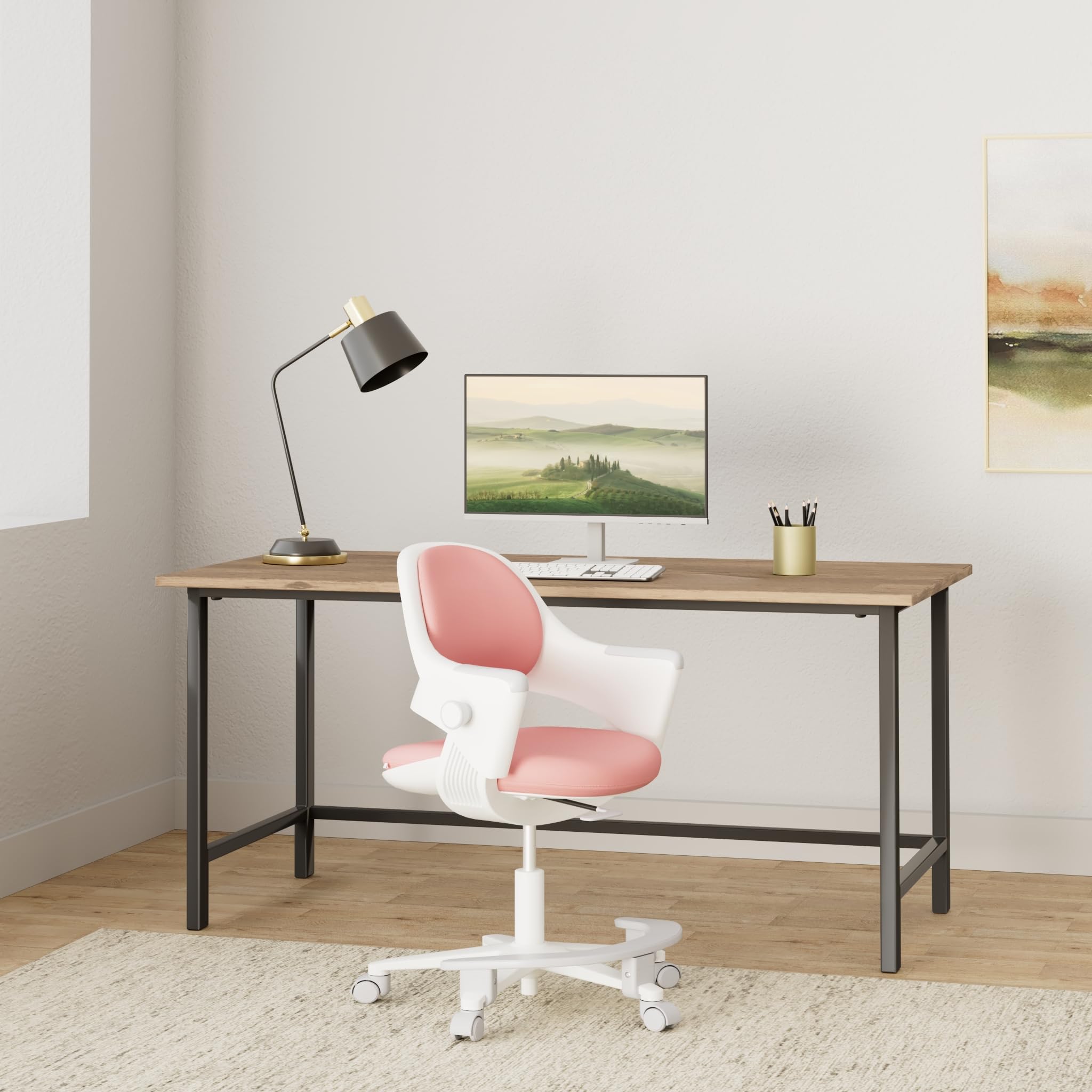 SIDIZ Ringo Ergonomic Kids Desk Chair with Adjustable Height, Footrest & 4-Step Growing Function - Swivel Office Chair with Sit-Locking Casters for Study & Homework (Rosy Pink) - Perfect for Children's Bedroom & Homeschooling Setup