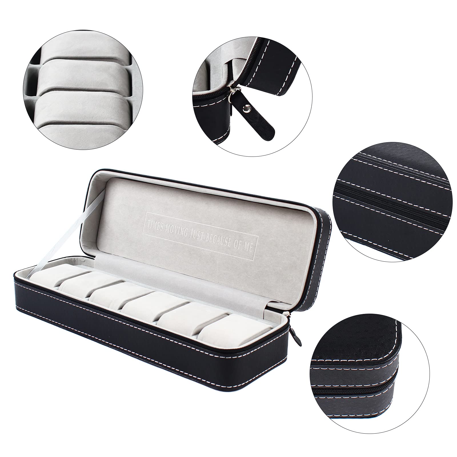 6/10/12 Slot Leather Watch Box - Portable Travel Jewelry Organizer with Zipper Case for Men & Women | Perfect for Watch Collectors, Business Travel & Home Storage