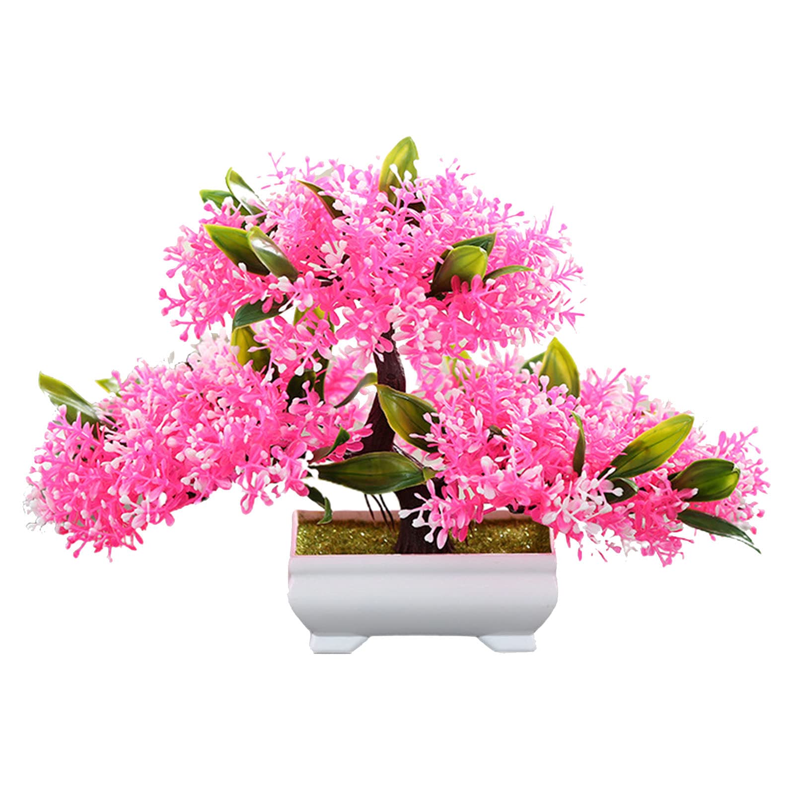 Artificial Flowers Fake Potted Plants - Pink Plastic Desktop Decor, Fade-Resistant Home Ornament for Office Desk, Living Room & Wedding Centerpieces