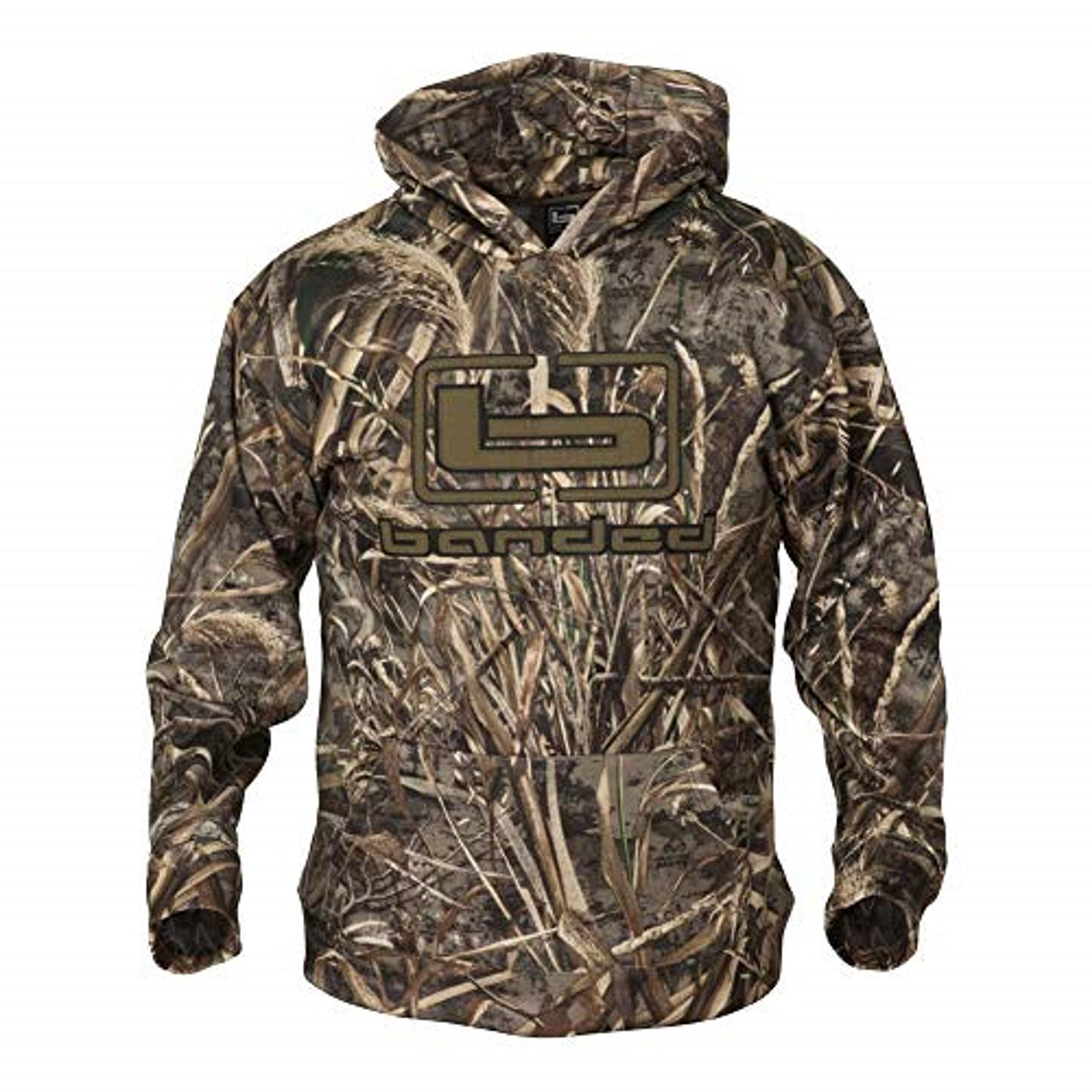 Men's Camo Hoodie with B Logo - Banded Pullover Sweatshirt for Outdoor Activities & Casual Wear