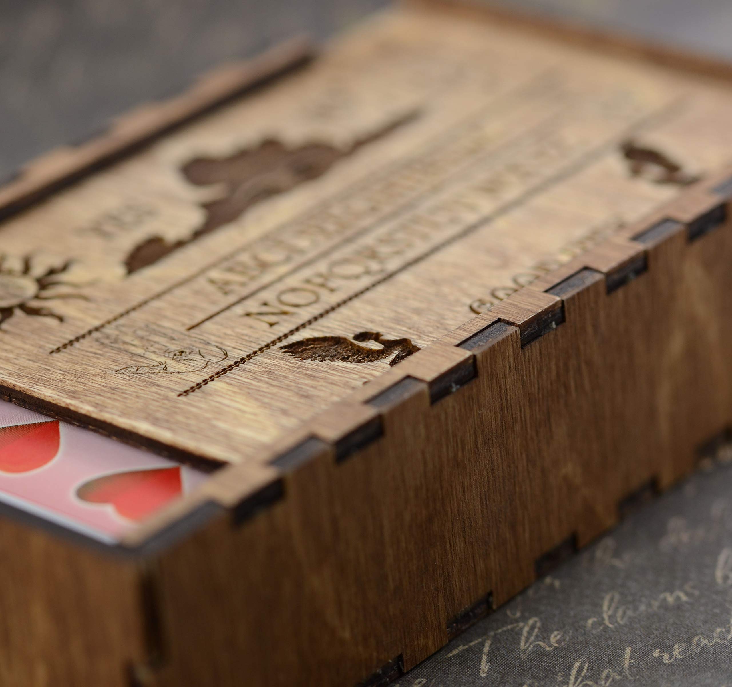 Engraved Wooden Tarot Card Box - Ouija Board Keepsake for Witchcraft & Divination