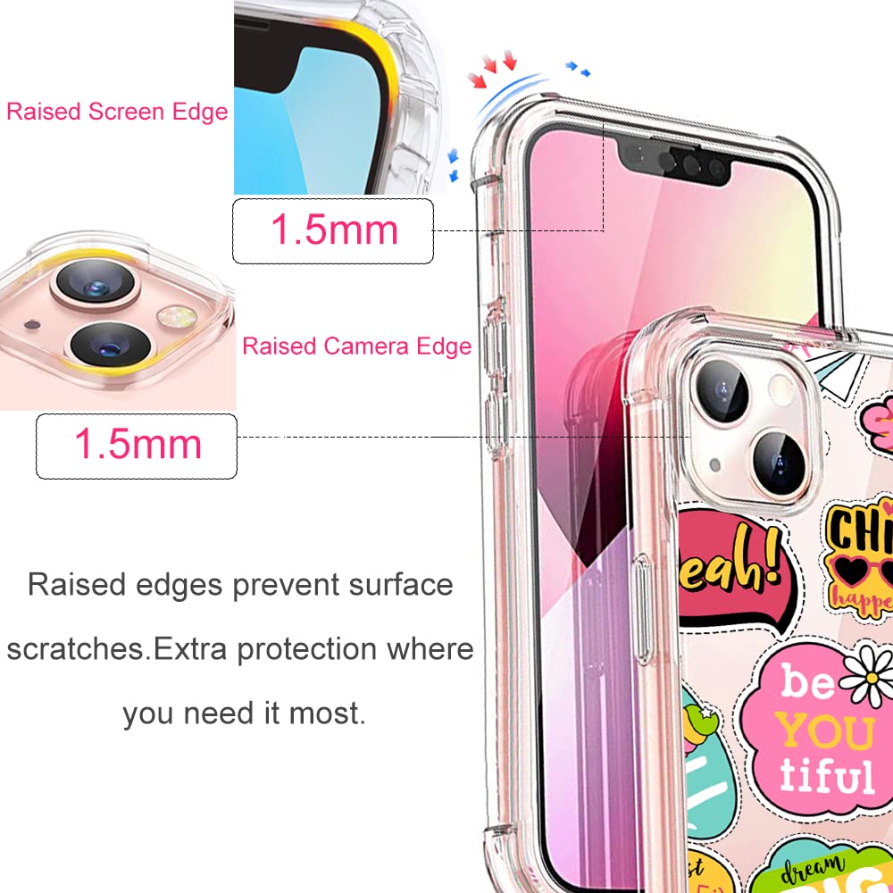 Cute Smile Heart iPhone 13 Case (6.1 inch) - Trendy Rainbow Love Art Design Soft TPU Bumper Cover with Multi-Colored Patterns | Perfect Gift for Valentine's Day, Anniversary or Everyday Use