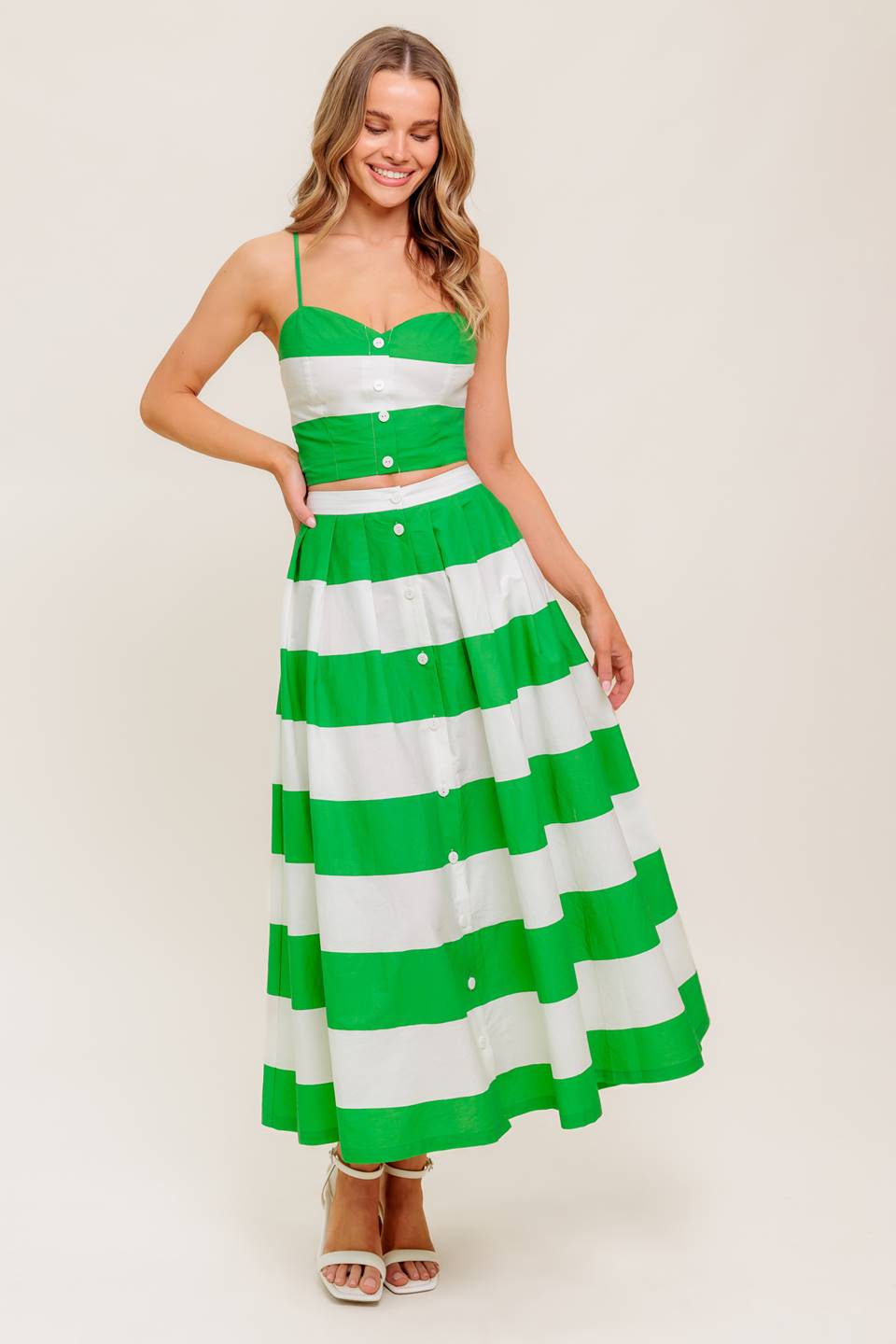 Stylish Green Endless Flair Top & Skirt Set - Perfect for Casual Outings, Parties & Summer Fashion