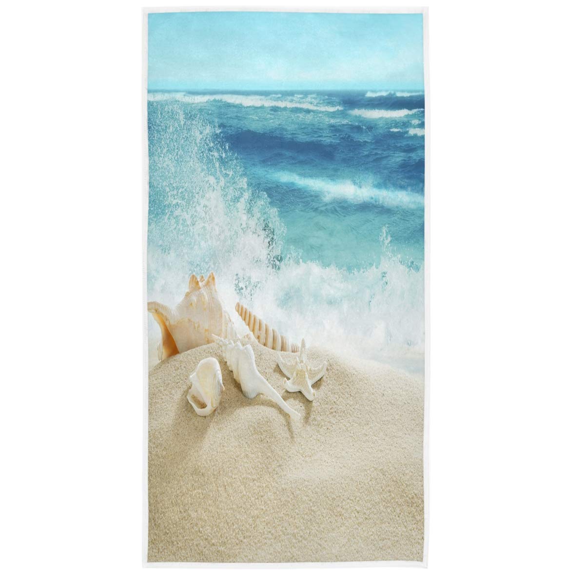 Vdsrup Tropical Beach Shell Starfish Hand Towels 15x30 Inches - Soft, Highly Absorbent Bath Towels for Bathroom, Spa & Gym - Perfect for Coastal Decor, Beach House, and Vacation Home Essentials