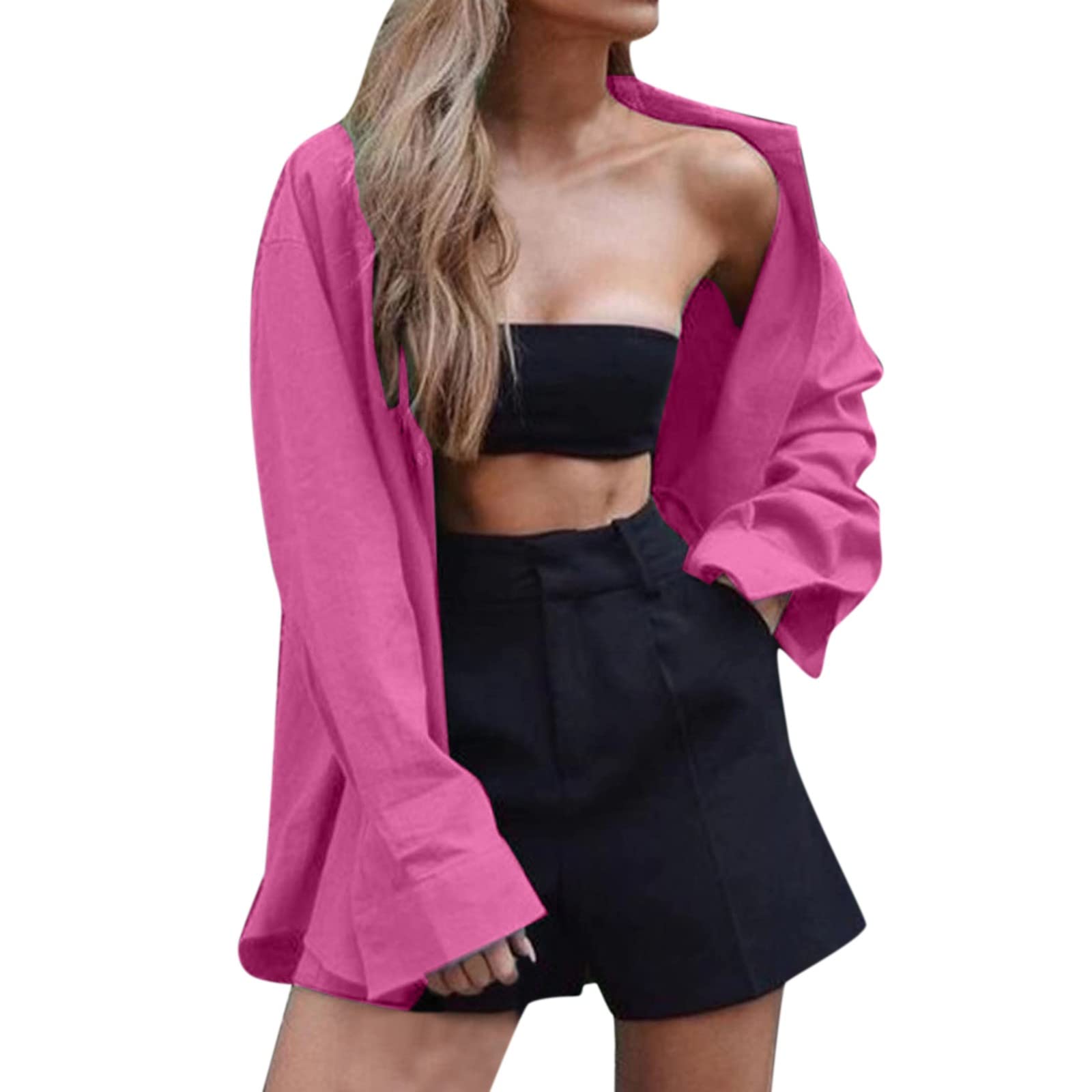 Sparkly Button Up Shirts for Women - Long Sleeve Loose Fit Blouse Tops for Casual Wear & Office Outfits | Elegant Shirt for Parties, Dates & Everyday Style