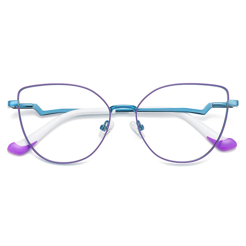 Brightzone Women's Full Rim Square Cat Eye Alloy Eyeglasses Frame 943043 - Stylish & Lightweight for Work, Reading & Fashion Accessories