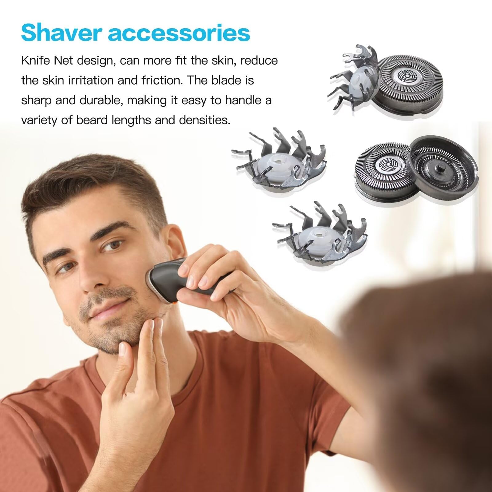 SW-S7105 3 Pack Replacement Shaver Heads & Blades - Compatible with Waterproof Electric Razors for Wet/Dry Shaving - Includes Cleaning Brush - Perfect for Travel & Daily Grooming