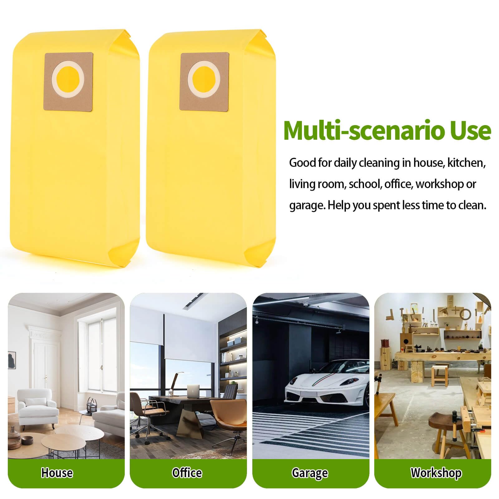15 Pack AH10243 Disposable Vacuum Bags - Compatible with Hoover Commercial CU2, CH54013, CH54015, CH54113, CH54115 Vacuum Cleaners - Replacement for Part AH10243 (Yellow) - Ideal for Office, Hotel & Commercial Cleaning