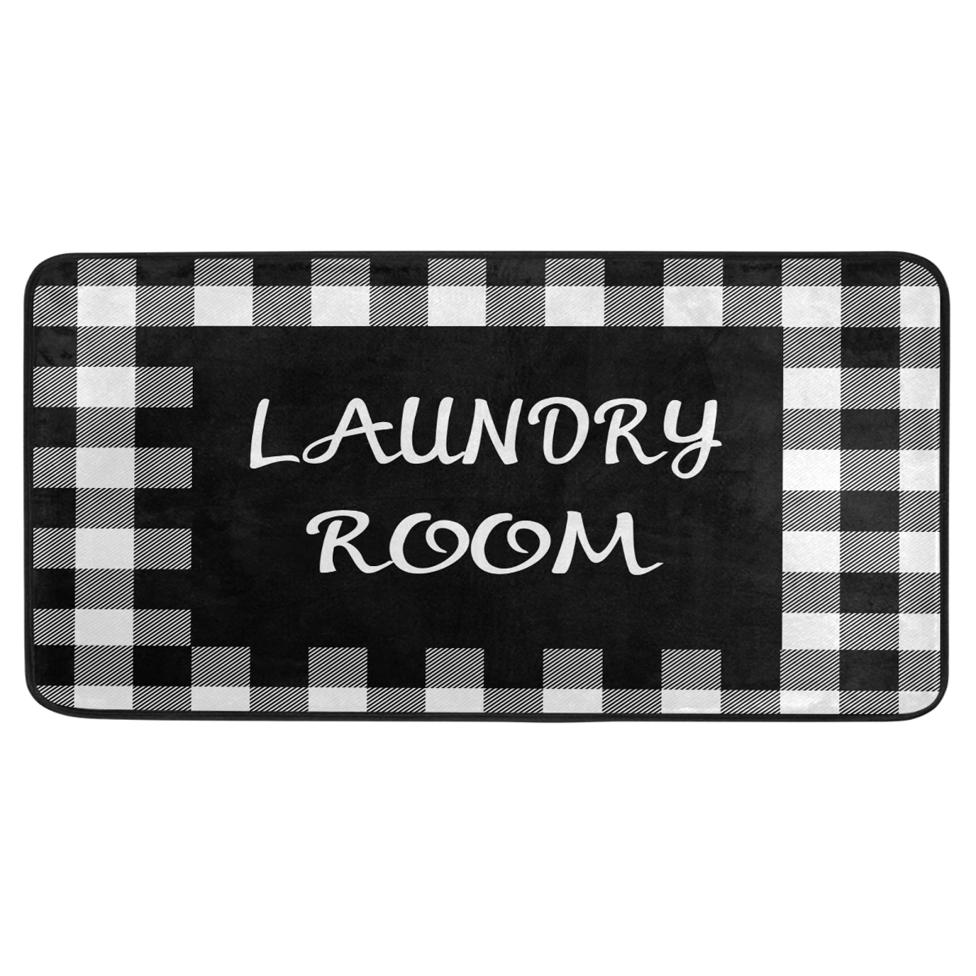 Farmhouse Laundry Room Rug 39x20 Inch - Non-Slip Kitchen Runner Mat for Washing Machine Area, Bathroom & Entryway Floor Protection - Soft Washable Cotton Carpet for Home Decor