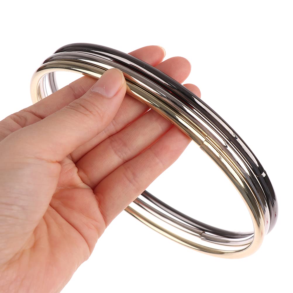 Kekafu 6-Pack Round Iron Purse Handles for Handmade Bags - 6 Inch (Black, Gold, Silver) | DIY Handbag Replacement Handles for Tote, Clutch & Crossbody Bags