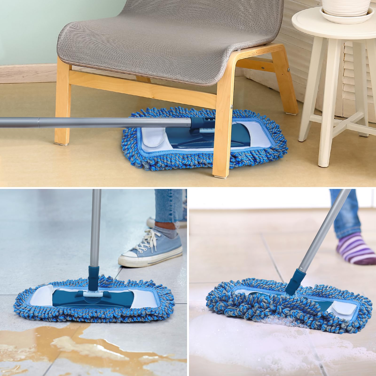 Best Dust Mop for Hardwood Floors - Wet & Dry Microfiber Flat Mop with 57