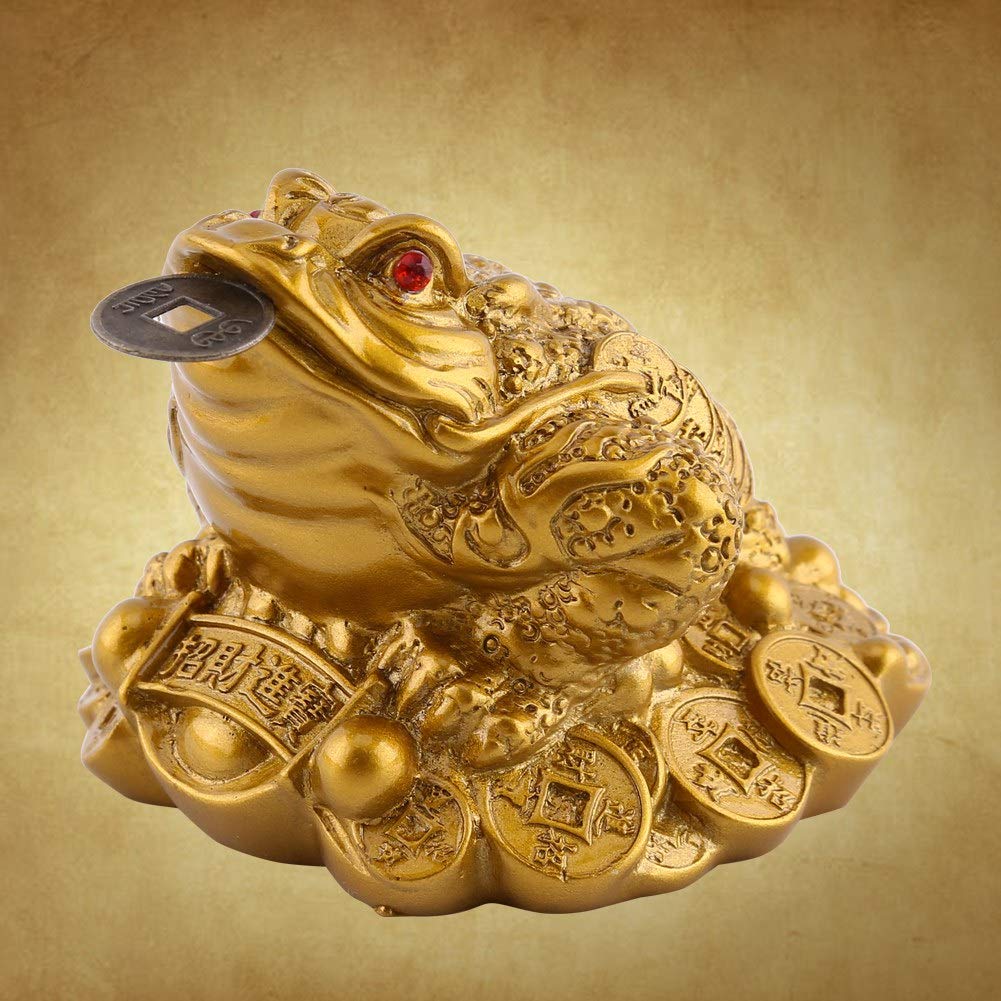 Feng Shui Three-Legged Money Frog Statue - Chinese Lucky Wealth Toad for Home & Office Decoration - Attract Prosperity & Good Fortune | Perfect for Desk, Living Room, or Business Display