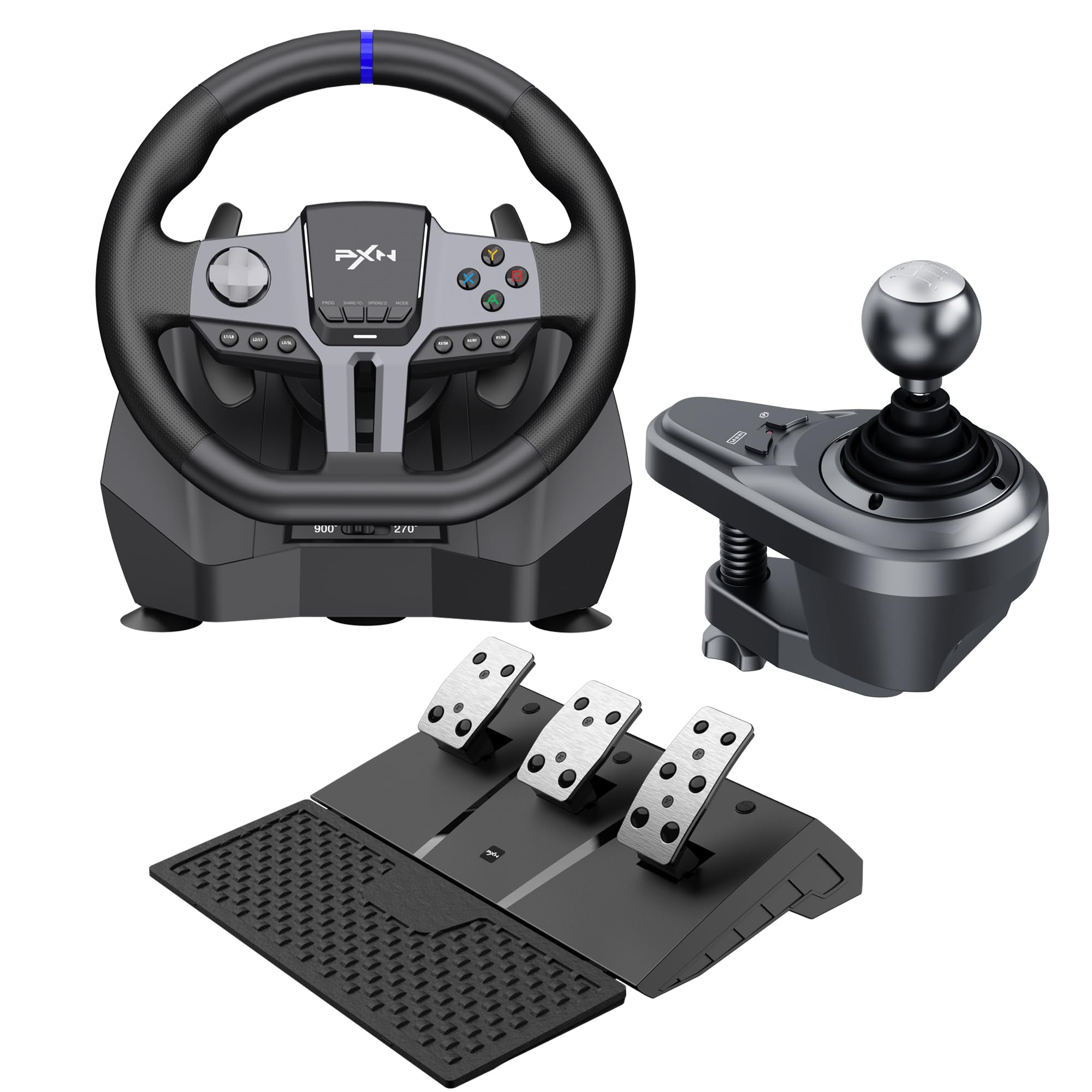 PXN V9 Gen 2 Racing Wheel with Pedals & Shifter - 270/900 Degree Rotation, Magnetic Encoder Steering Wheel for PC, PS4, Xbox One, Xbox Series X|S - Perfect for Sim Racing, Gaming & Drifting