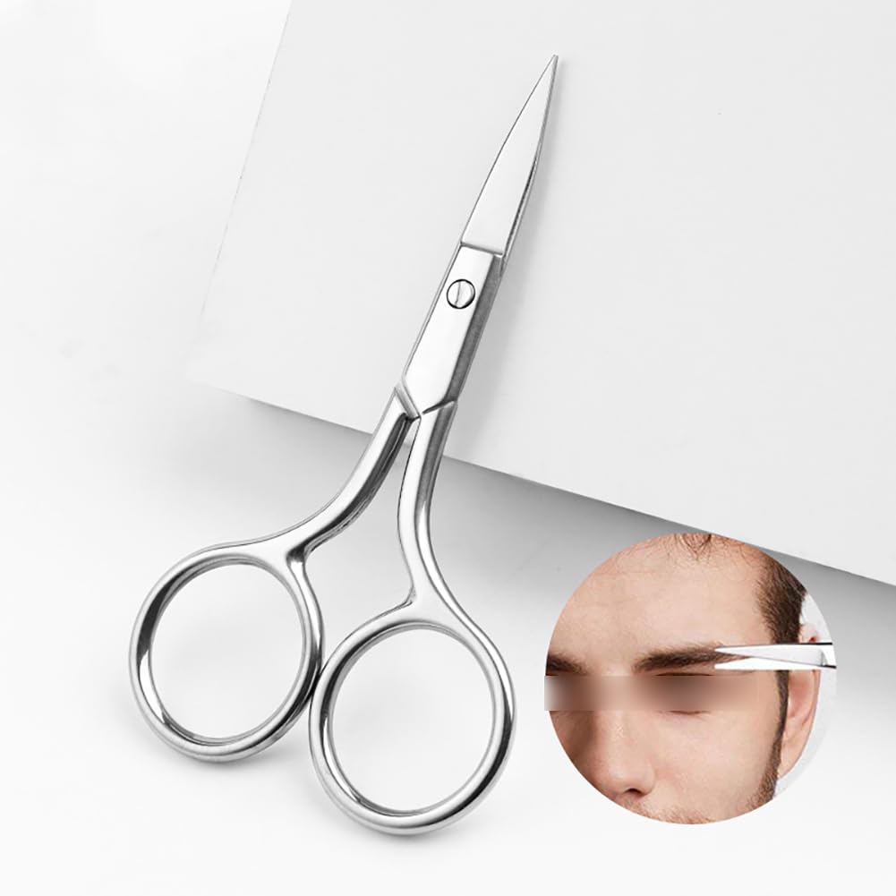 3 Pack Stainless Steel Eyebrow & Nose Hair Trimming Scissors - Straight Tip Grooming & Beauty Scissors for Women (Golden) - Perfect for Eyebrow Shaping, Facial Hair Trimming & Personal Grooming