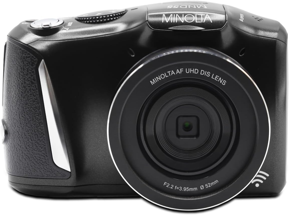 MINOLTA MND55 64MP Autofocus Digital Camera - 4K Ultra HD Video, WiFi Connectivity (Black) - Perfect for Travel Photography, Vlogging & Content Creation - Memory Card Not Included