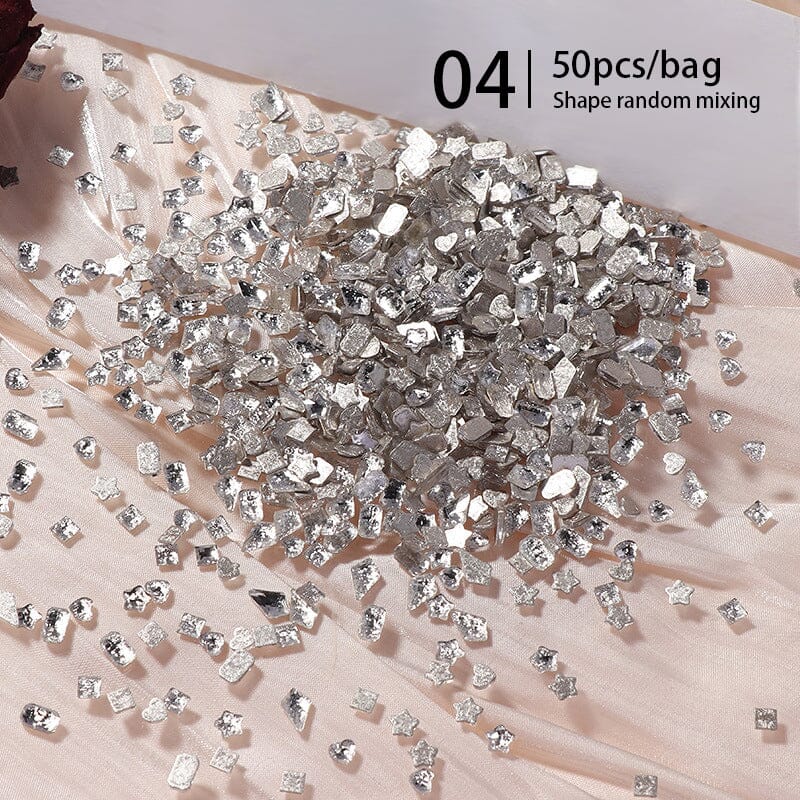 50pcs Silver Nail Rhinestones - Self-Adhesive Nail Gems for DIY Manicure, Nail Art Decoration - Perfect for Parties, Weddings, and Special Occasions