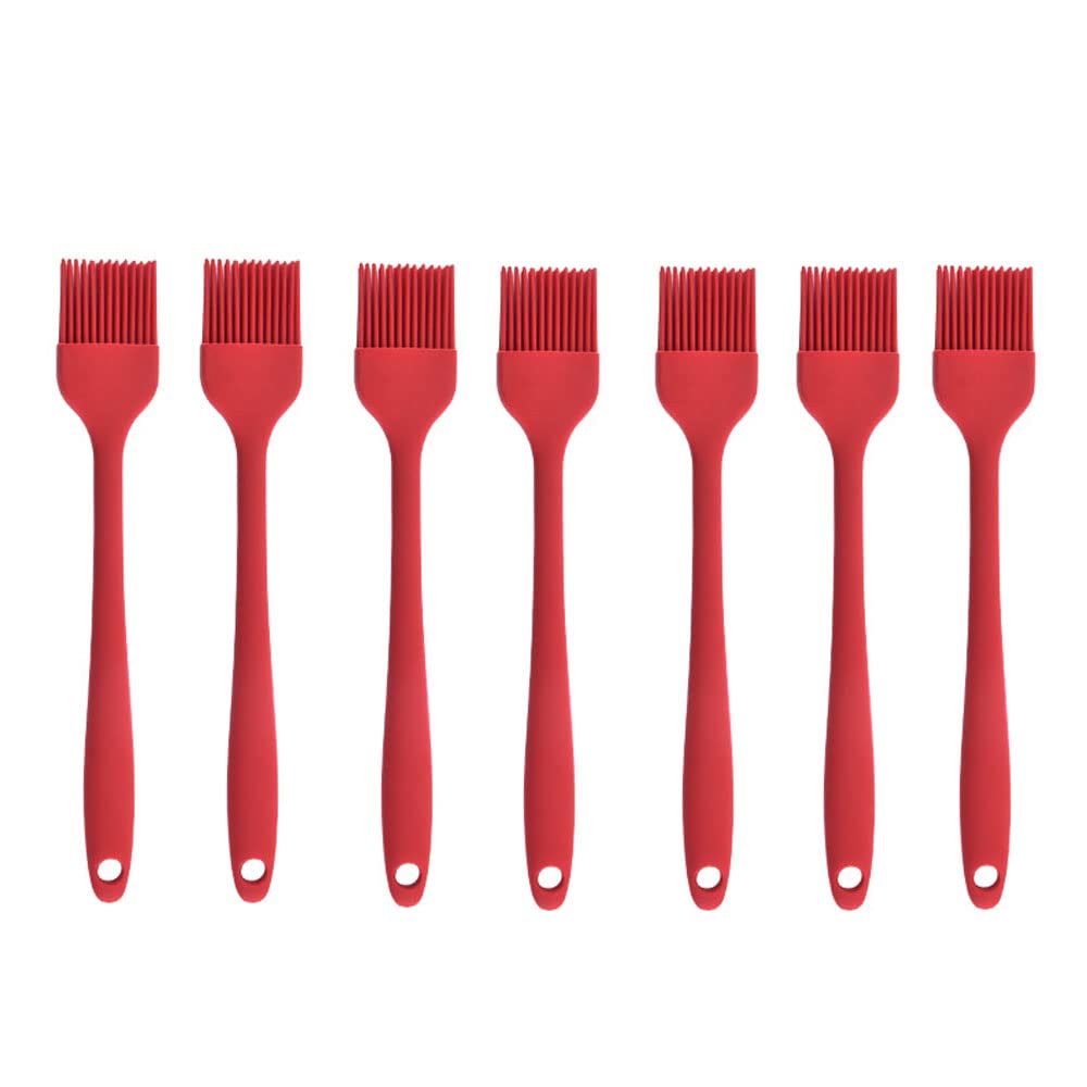 7-Piece Red Silicone Basting Brush Set for BBQ, Grilling, Baking & Pastry - Heat-Resistant Oil, Honey & Sauce Brush for Cooking, Kitchen & Outdoor Use