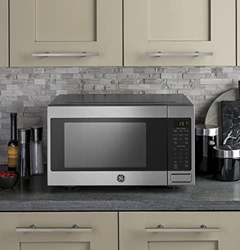 GE JES1657SMSS 1.6 Cu. Ft. Stainless Steel Countertop Microwave Oven - Perfect for Small Kitchens, Dorms & Office Break Rooms