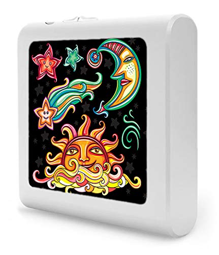 Dimmable LED Night Light with Auto On/Off Sensor, Adjustable Brightness & Warm White Light - Perfect for Bathroom, Hallway, Nursery & Bedroom - Cute Sun, Moon & Stars Design for Kids' Rooms & Cozy Spaces