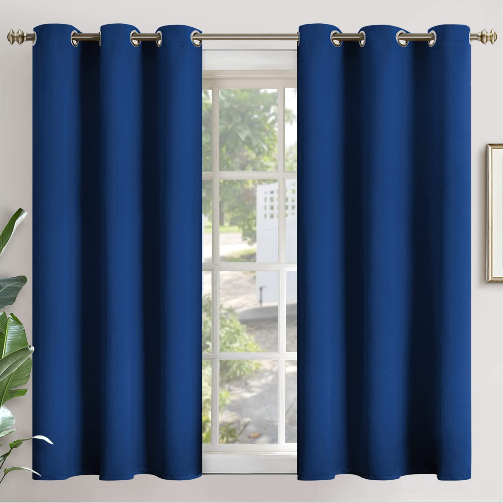Blackout Curtains for Bedroom & Living Room - Thermal Insulated Room Darkening Noise Reducing Curtains with Grommet Top, 2 Panels 42 x 54 Inch, Royal Blue - Perfect for Home Theater, Nursery & Light Sleepers