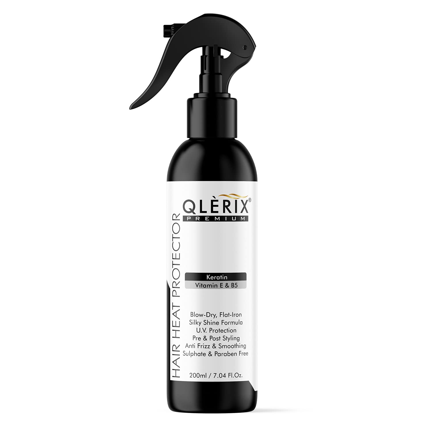 QLERIX Premium Heat Protectant Spray for Hair - 200ml | Keratin, Argan Oil, Vitamin E & B5 Enriched | Pre & Post Styling Shield | Thermal Protection for Blow Drying, Straightening & Curling | Safe for Color-Treated Hair