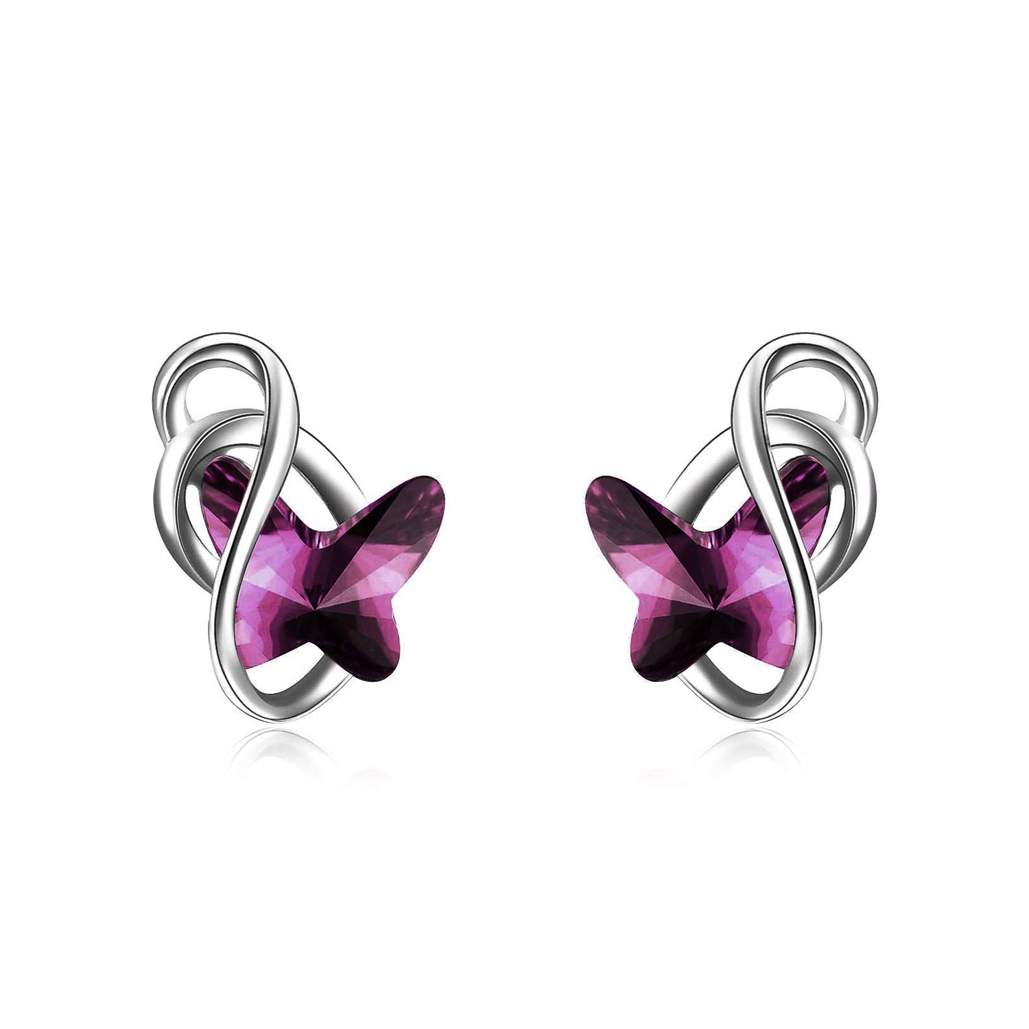Hypoallergenic Sterling Silver Infinity Butterfly Earrings with Austrian Crystals | Elegant Stud Earrings for Women | Perfect Anniversary & Birthday Gift | Ideal for Weddings, Date Nights & Special Occasions