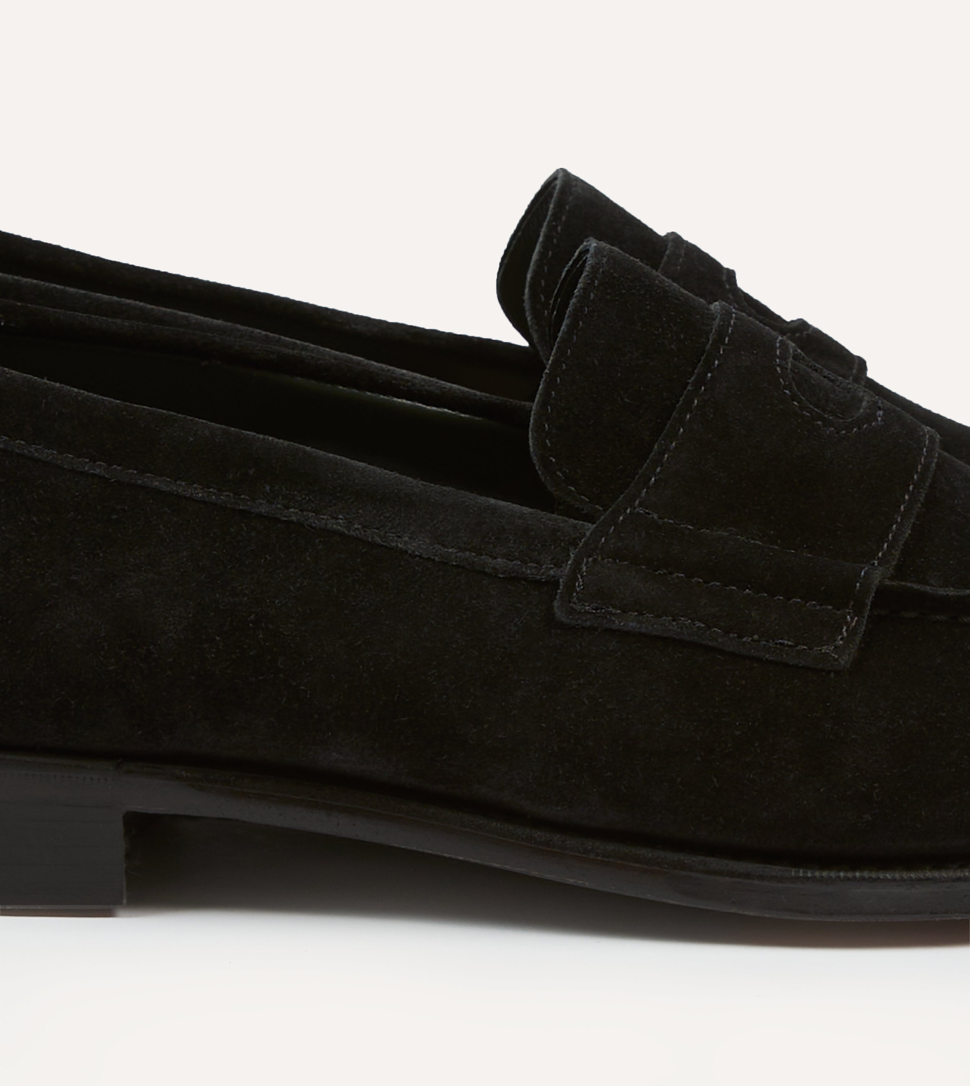 Drake's by A. Levine Men's Black Suede Penny Loafers - Goodyear Welted Charles Mk II Dress Shoes for Business & Casual Wear