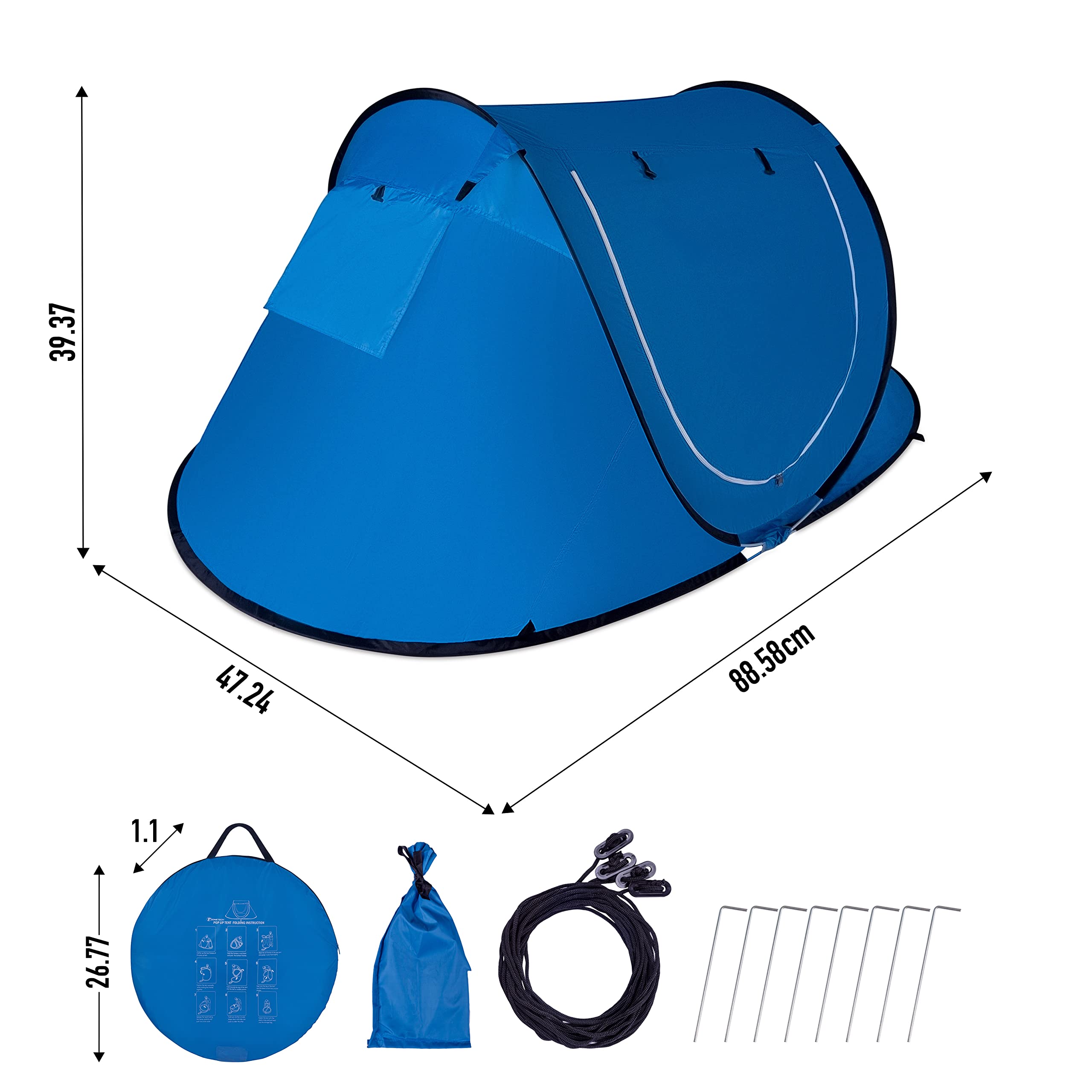 Zento Best Pop Up Beach Tent TA17 - Instant Portable Sun Shelter for 3-4 People, Automatic Setup, Windproof & Waterproof UV Protection Canopy with Carry Bag - Perfect for Beach, Camping, Picnics, and Outdoor Family Adventures
